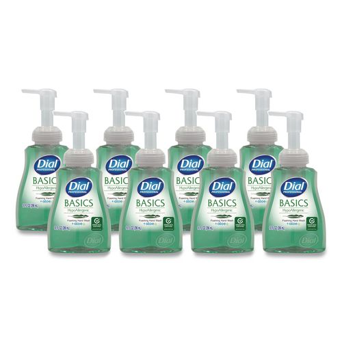 Dial Basics Hypoallergenic Foaming Hand Wash, Fresh Floral Scent, 10 oz Pump Bottle, 8/Carton