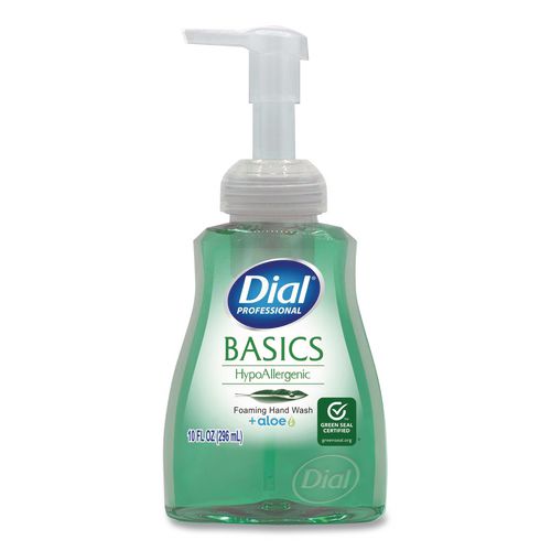 Dial Basics Hypoallergenic Foaming Hand Wash, Fresh Floral Scent, 10 oz Pump Bottle, 8/Carton