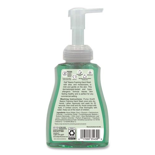 Dial Basics Hypoallergenic Foaming Hand Wash, Fresh Floral Scent, 10 oz Pump Bottle, 8/Carton