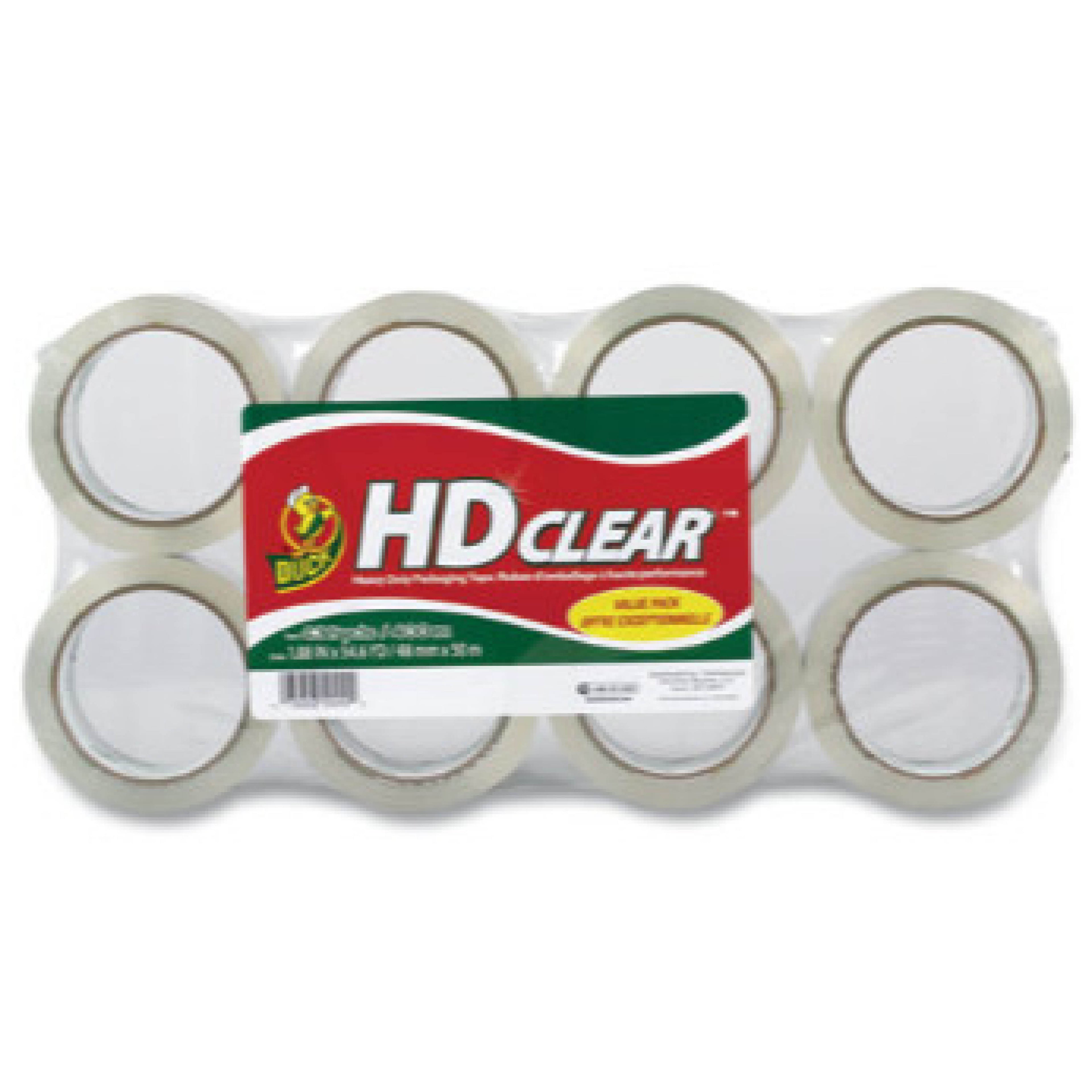 Duck DUC282195 Heavy-Duty Carton Packaging Tape, 3" Core, 1.88" x 55 yds, Clear, 8/Pack