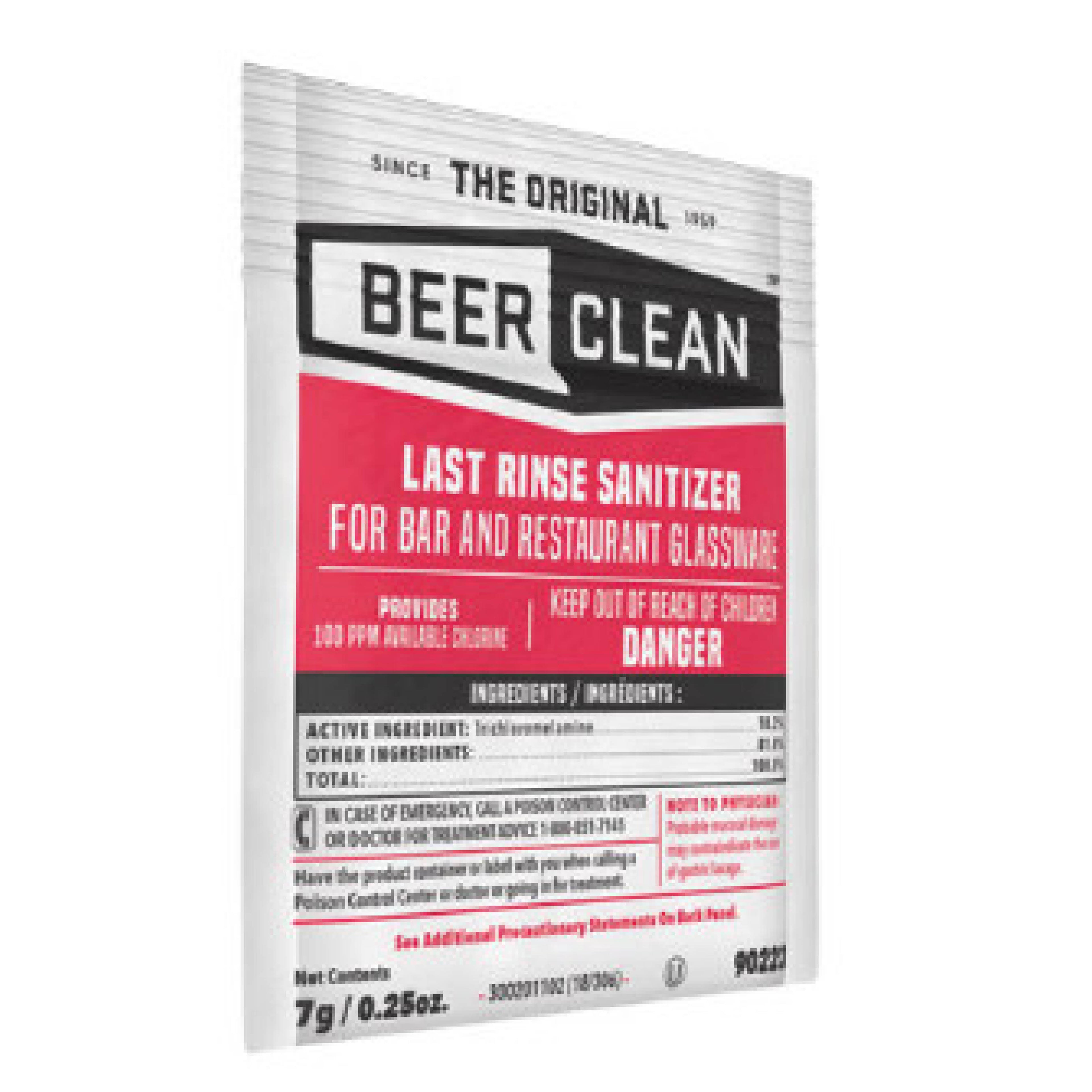 Diversey DVO90223 Beer Clean Last Rinse Glass Sanitizer, Powder, 0.25 oz Pack, 100/Carton