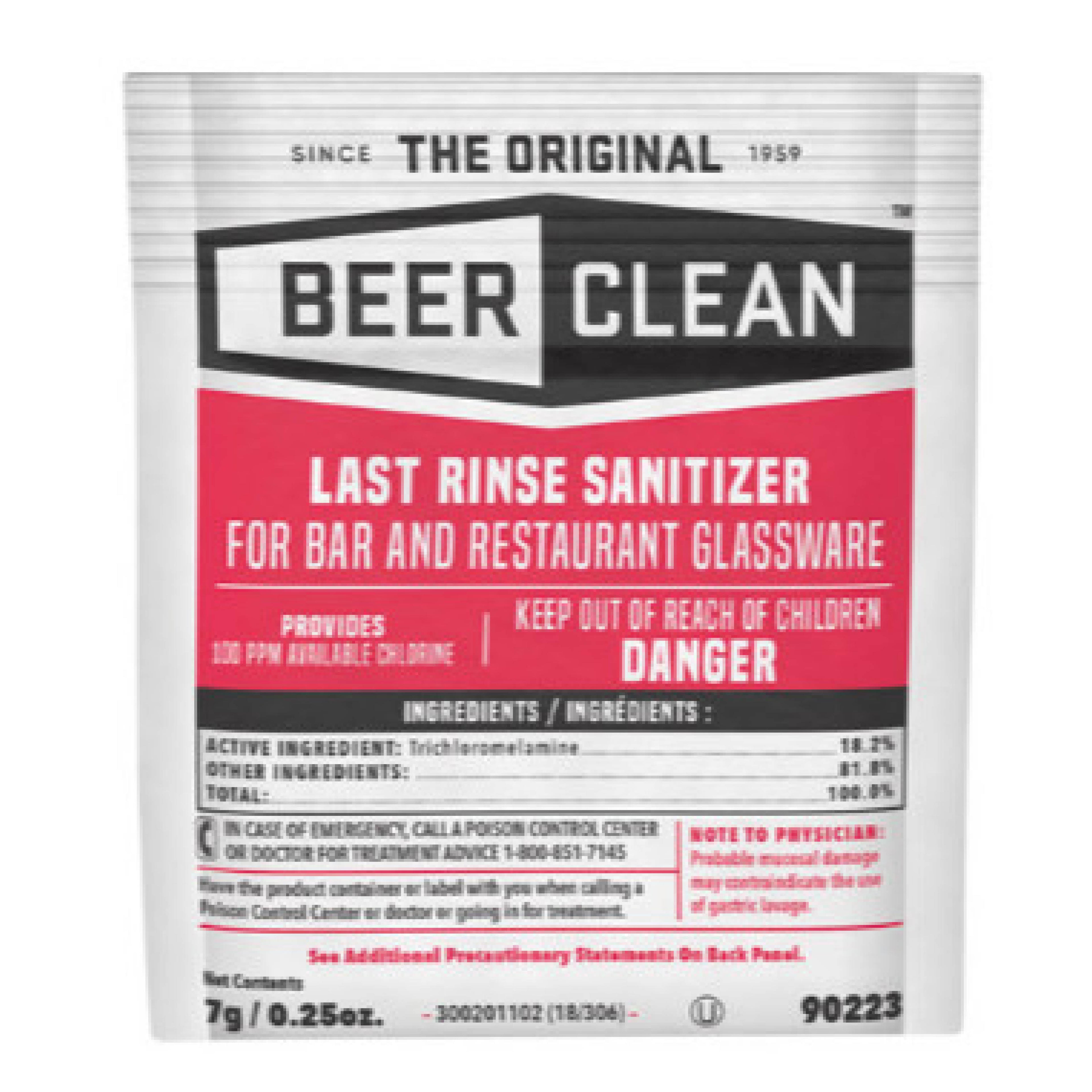 Diversey DVO90223 Beer Clean Last Rinse Glass Sanitizer, Powder, 0.25 oz Pack, 100/Carton