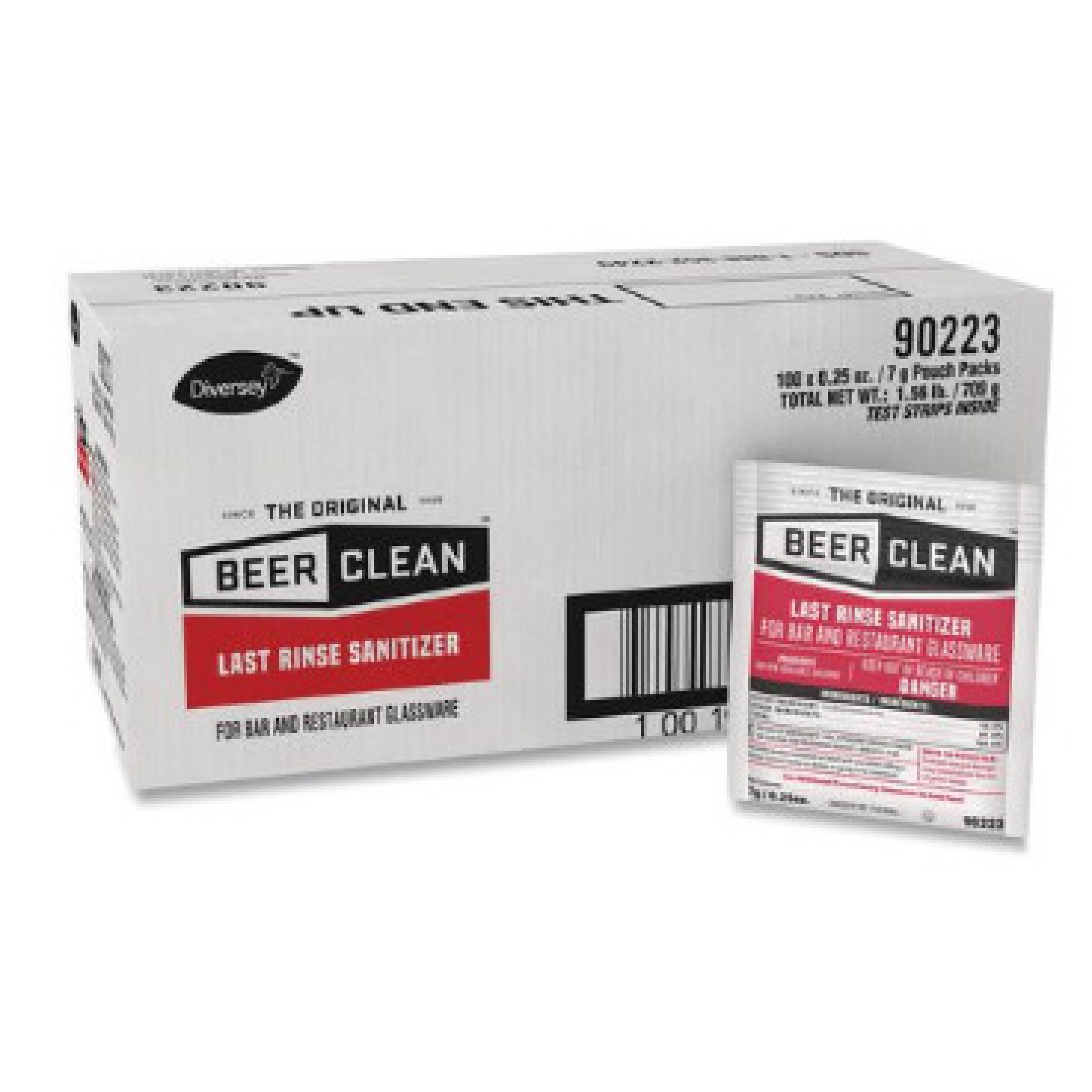Diversey DVO90223 Beer Clean Last Rinse Glass Sanitizer, Powder, 0.25 oz Pack, 100/Carton