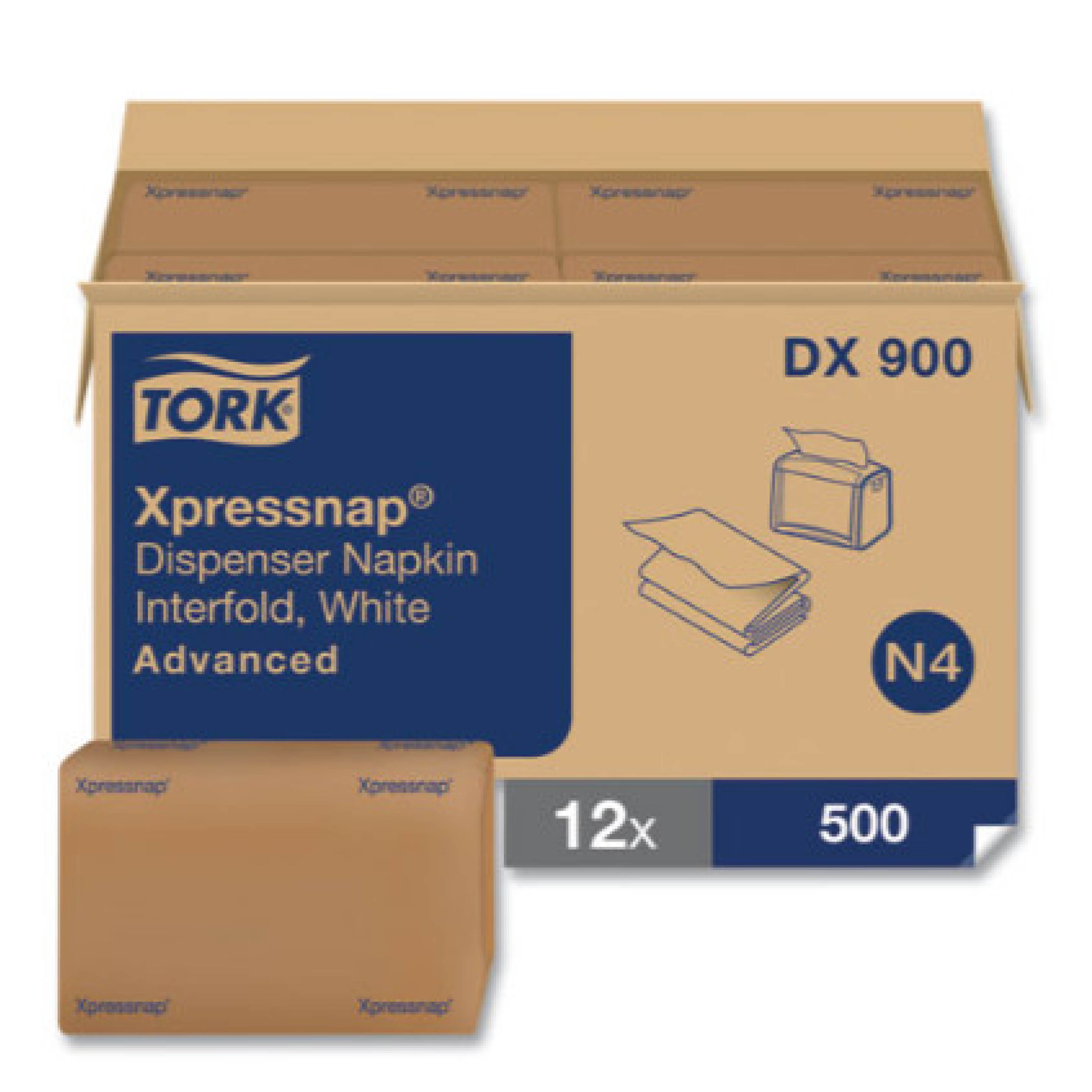 Tork 001-DX900 Xpressnap 1/4 Fold Dispenser Napkin, White, 6,000/Case