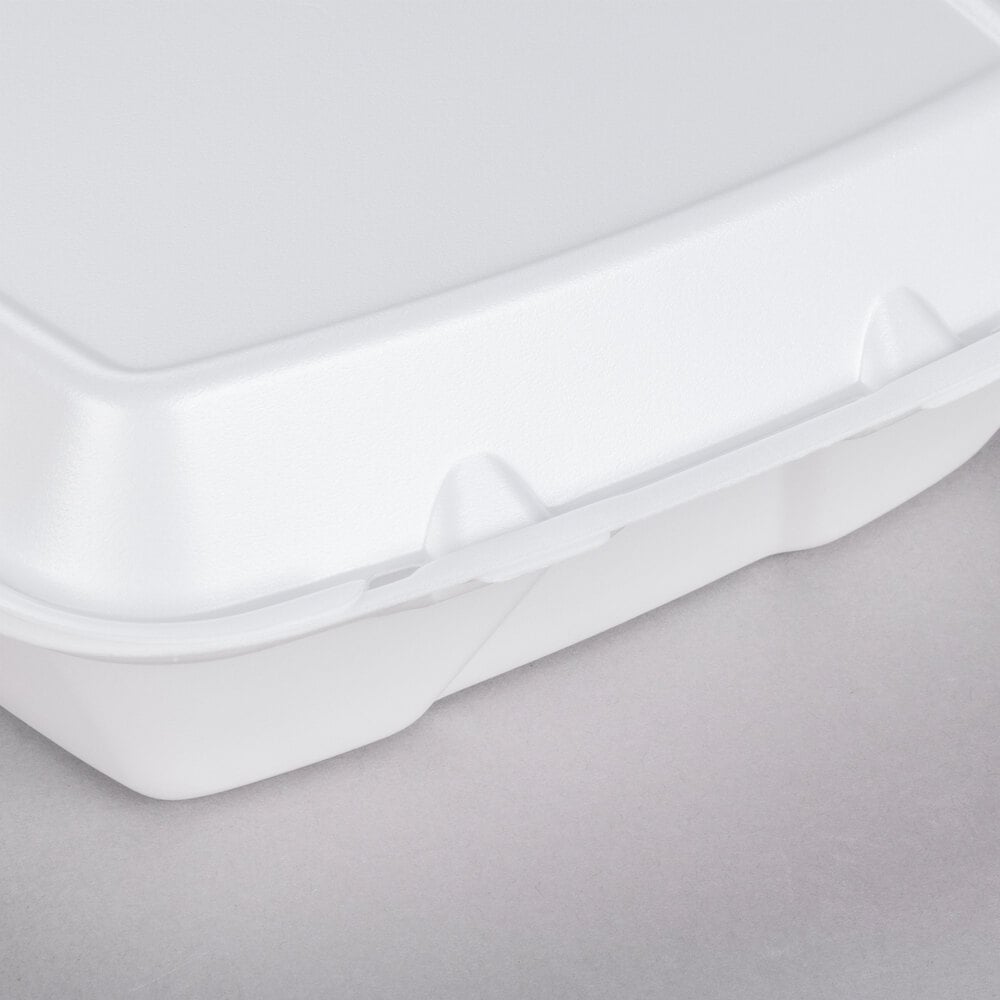 Dart 90HTPF1VR Vented Foam Hinged Lid Container, "9" x 9" x 3", 1-Compartment (200/case)