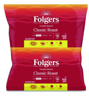 Folgers FOL06239 Classic Roast Coffee Filter Packs, .9 oz, 10 Filters/Pack, 4 Packs/Carton