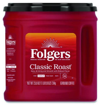 Folgers FOL20421CT Classic Roast Coffee, 25.9 oz Canister, 6/Carton