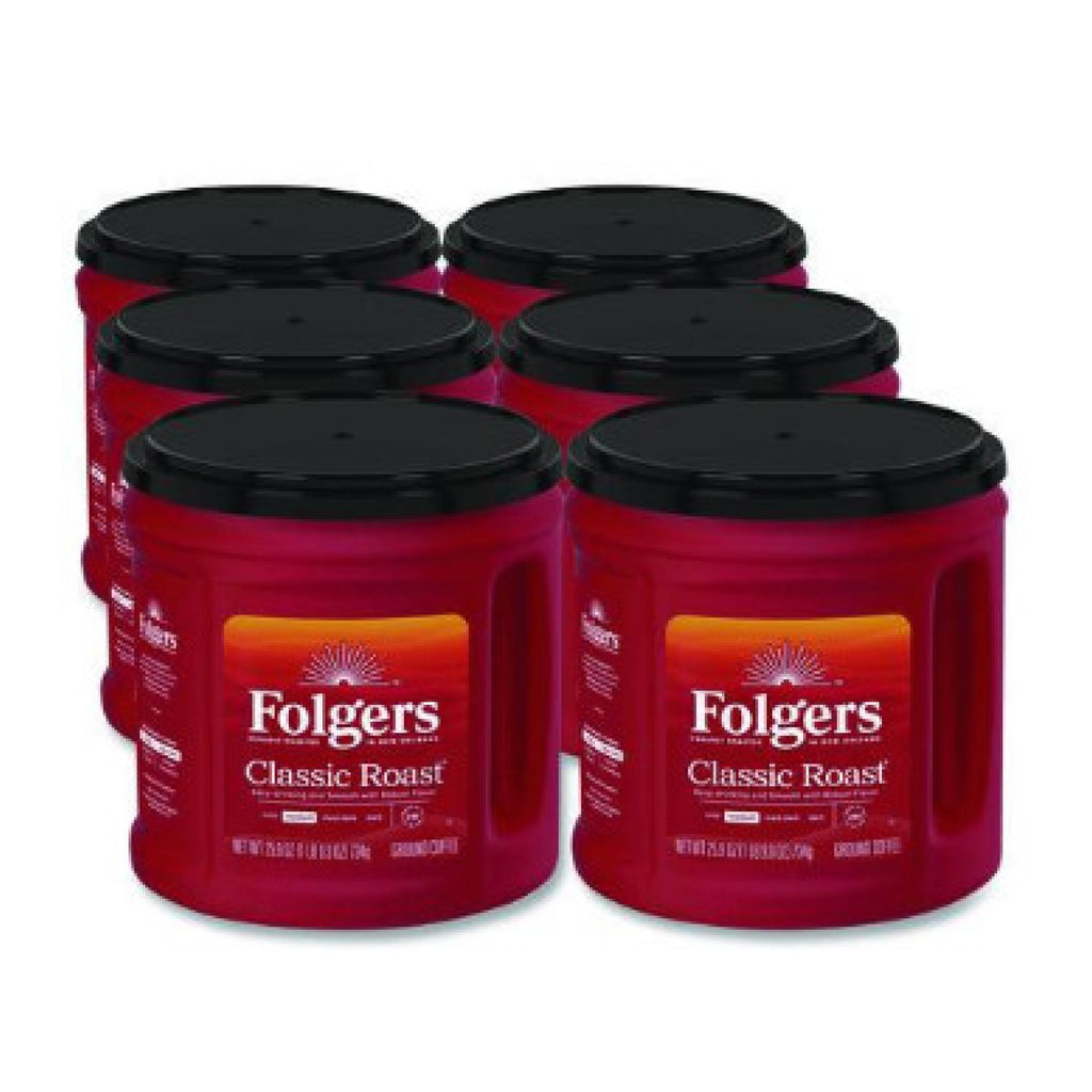 Folgers FOL20421CT Classic Roast Coffee, 25.9 oz Canister, 6/Carton
