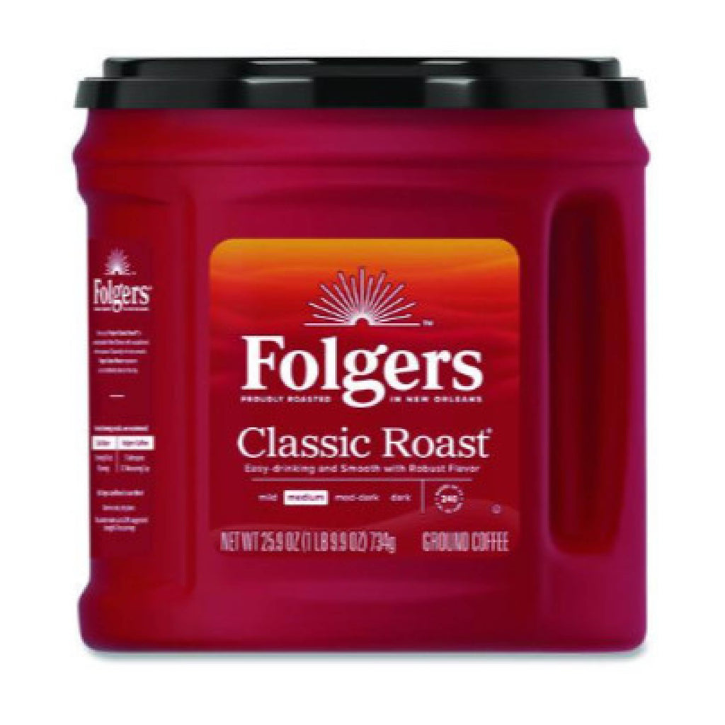 Folgers FOL20421CT Classic Roast Coffee, 25.9 oz Canister, 6/Carton