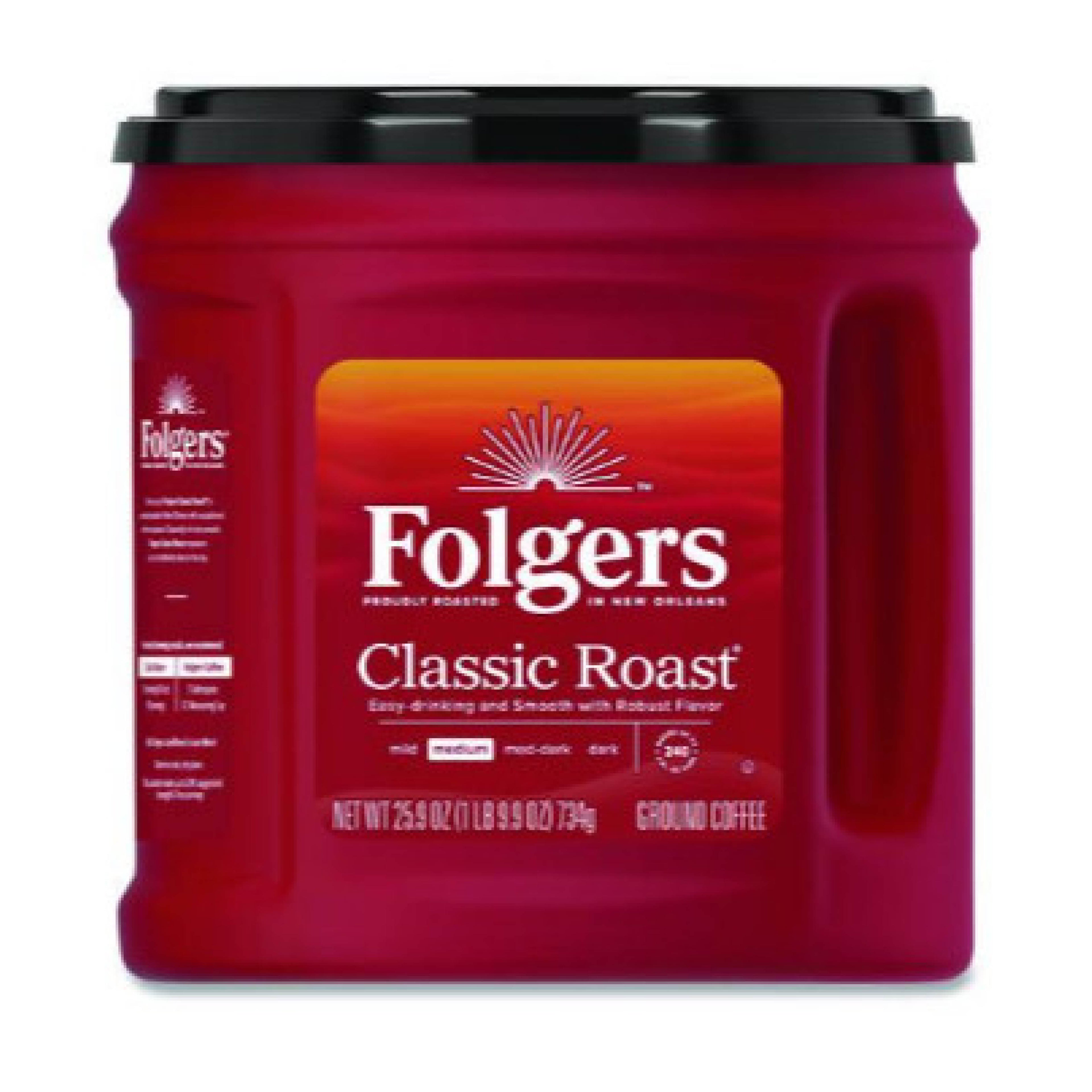 Folgers FOL20421CT Classic Roast Coffee, 25.9 oz Canister, 6/Carton