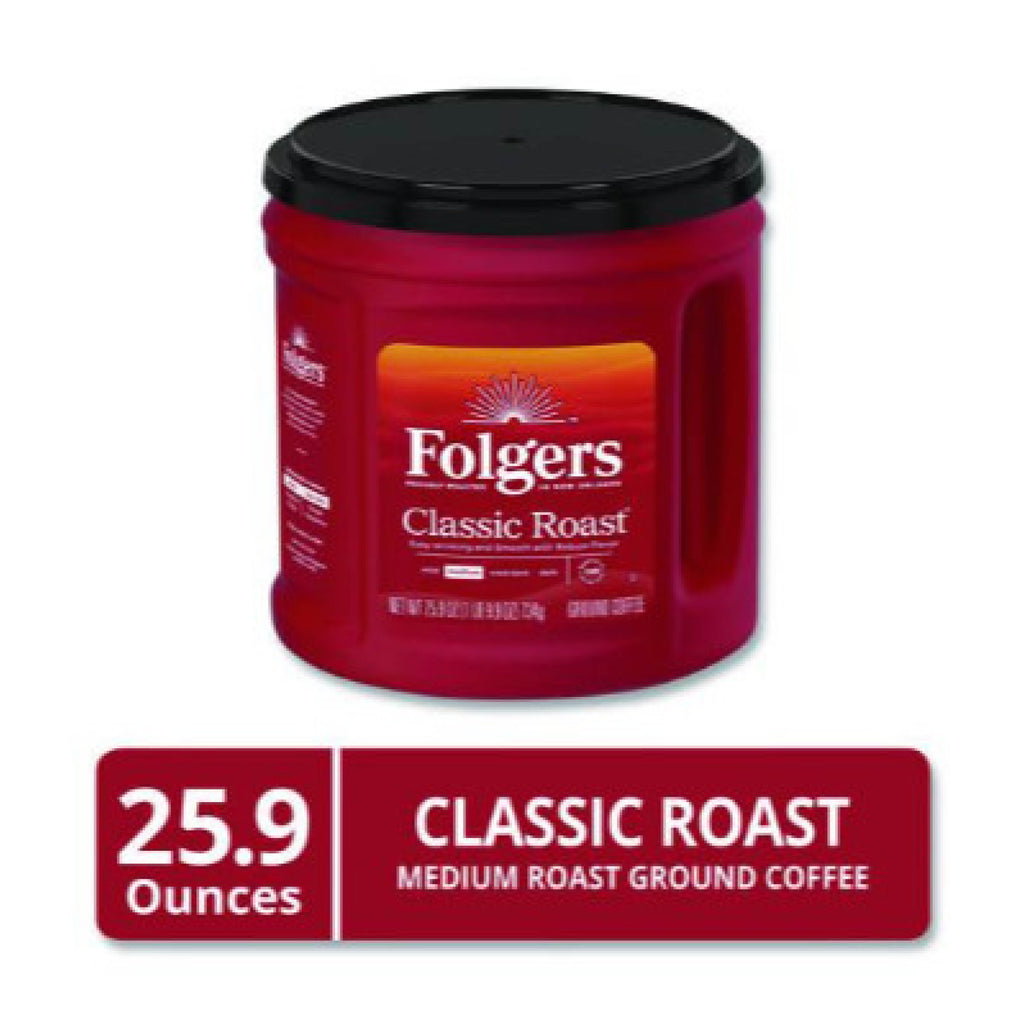Folgers FOL20421CT Classic Roast Coffee, 25.9 oz Canister, 6/Carton