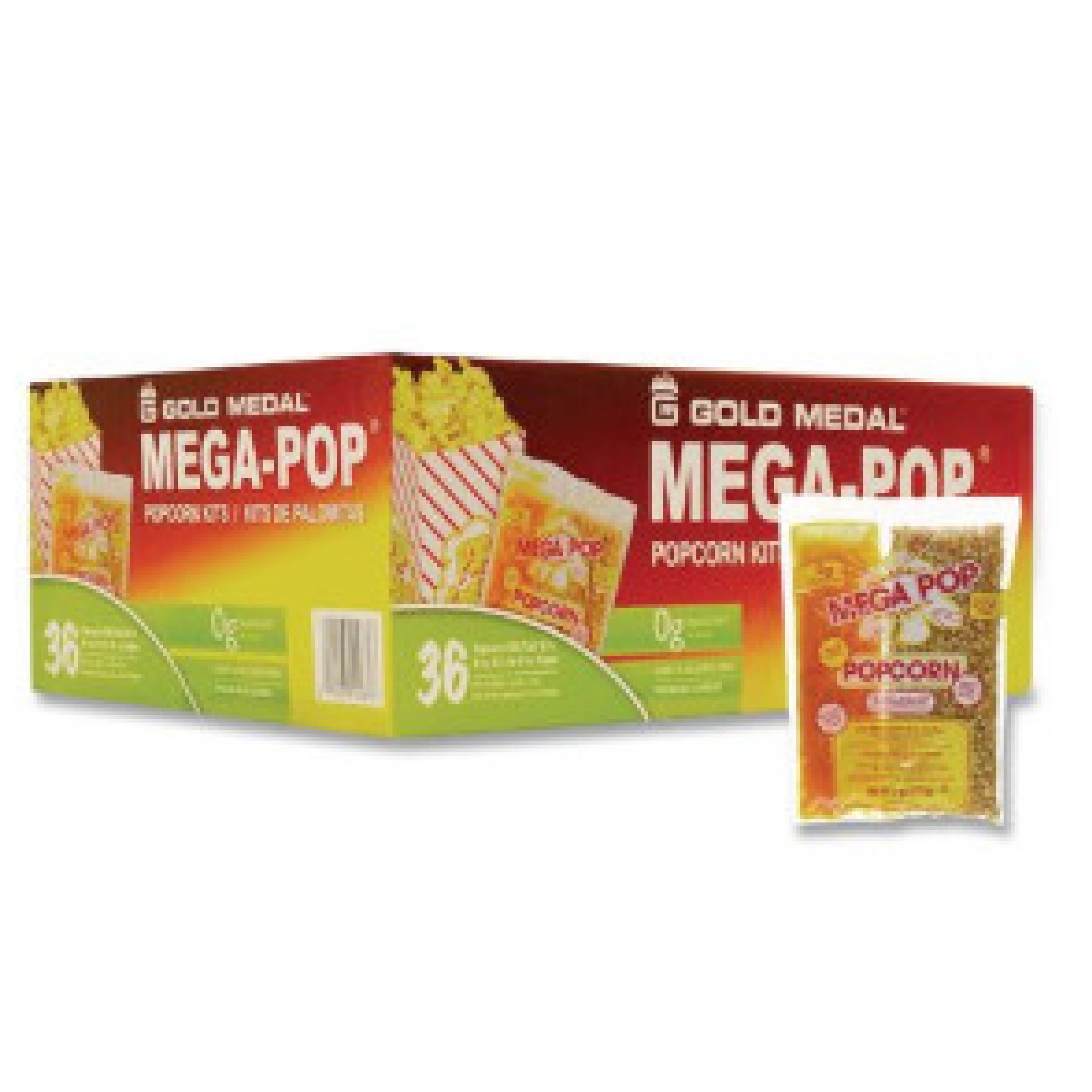 Gold Medal GOM2836 Mega Pop Popcorn, Butter, 8 oz Bag, 36/Carton