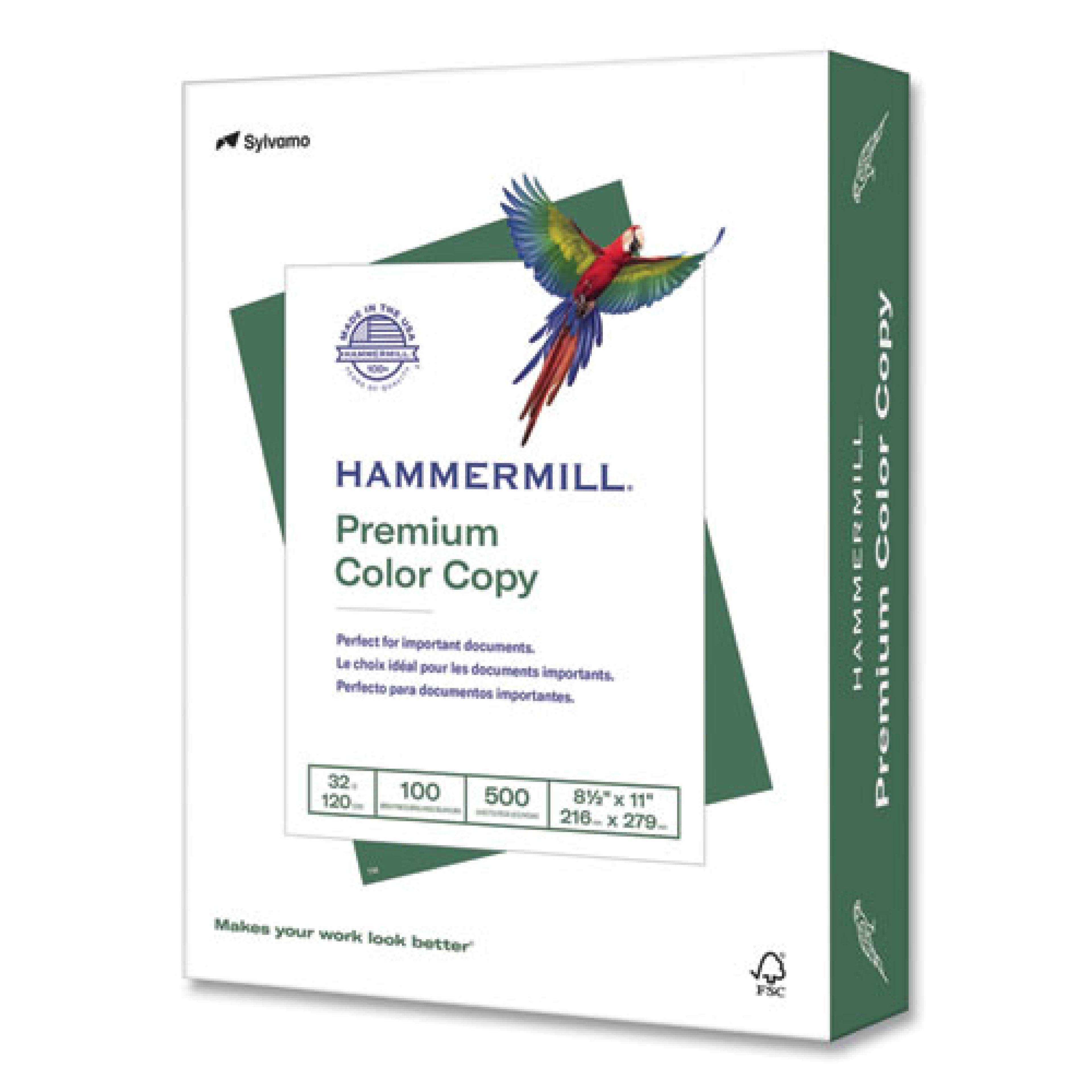 Hammermill Premium Color Copy Print Paper, 100 Bright, 32 lb, 8.5 x 11, Photo White, 500/Ream