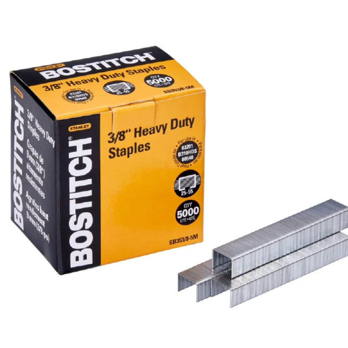 Bostitch Heavy-Duty Chisel Point Staples, 3/8", Box Of 5,000 Staples