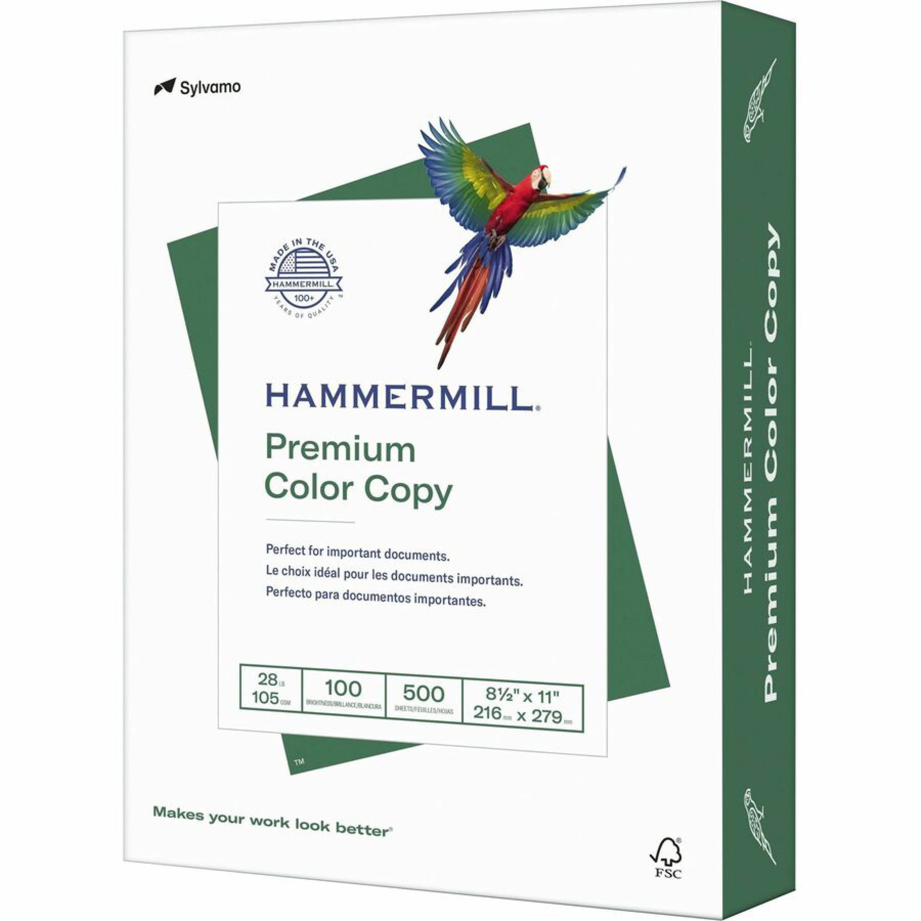 Hammermill Premium Color Copy Print Paper, 100 Bright, 28 lb Bond Weight, 8.5 x 11, Photo White, 500 Sheets/Ream, 5 Reams/Carton