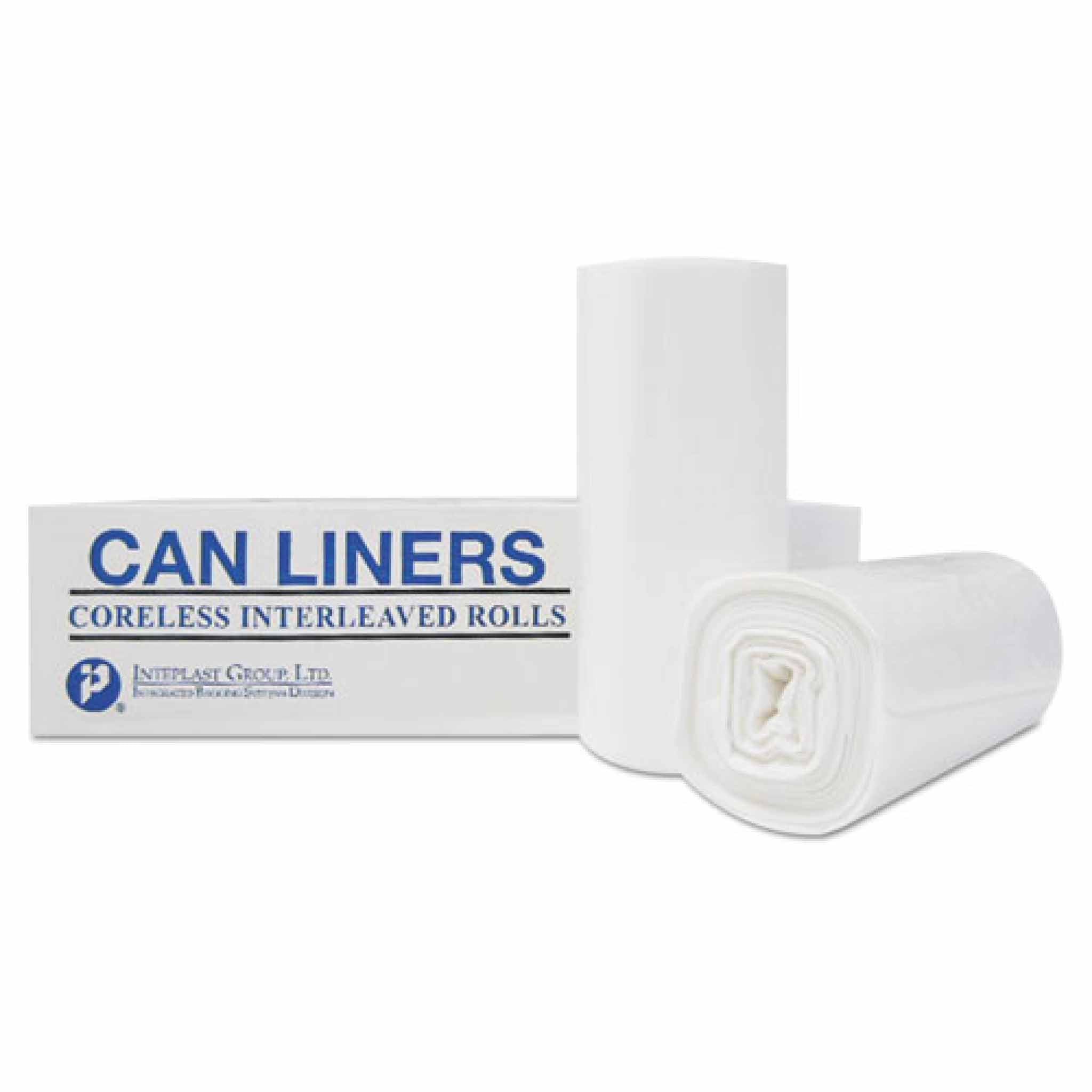 Interplast Group High-Density Commercial Can Liners, 7 gal, 6 mic, 20" x 22", Clear, Perforated Roll, 50 Bags/Roll, 40 Rolls/Carton