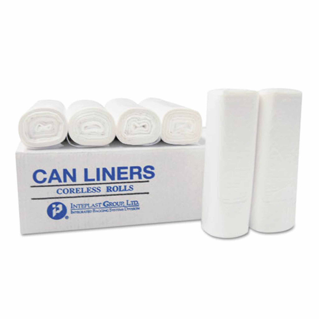 Interplast Group High-Density Commercial Can Liners, 7 gal, 6 mic, 20" x 22", Clear, Perforated Roll, 50 Bags/Roll, 40 Rolls/Carton
