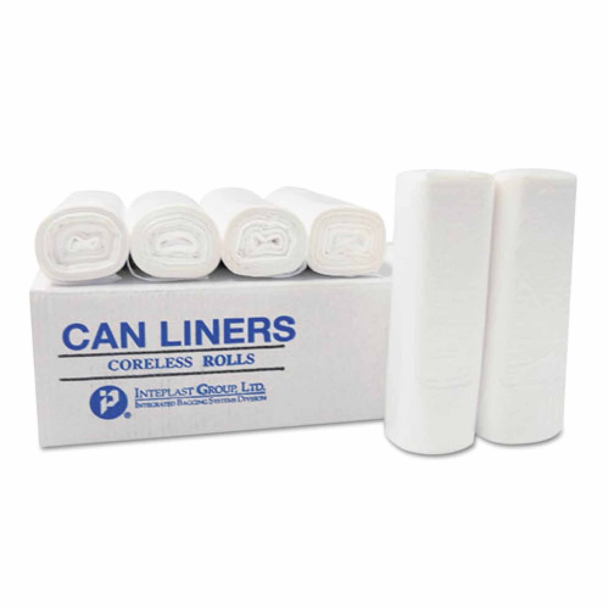Interplast Group High-Density Commercial Can Liners, 7 gal, 6 mic, 20" x 22", Clear, Perforated Roll, 50 Bags/Roll, 40 Rolls/Carton