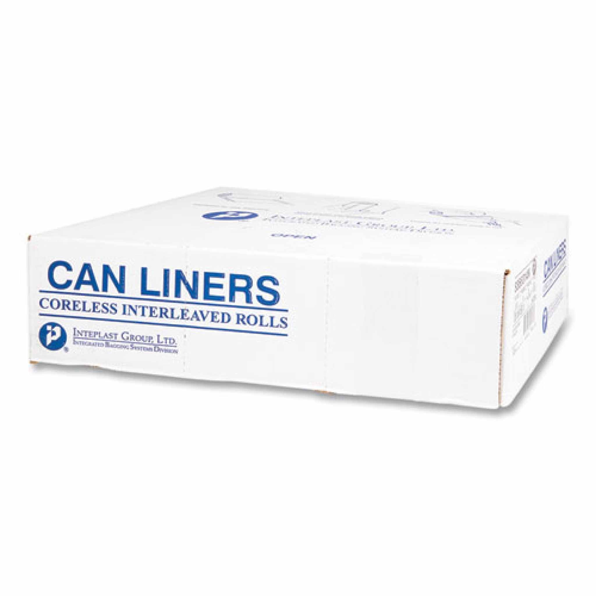 Interplast Group High-Density Commercial Can Liners, 33 gal, 16 mic, 33" x 40", Clear, Interleaved Roll, 25 Bags/Roll, 10 Rolls/Carton