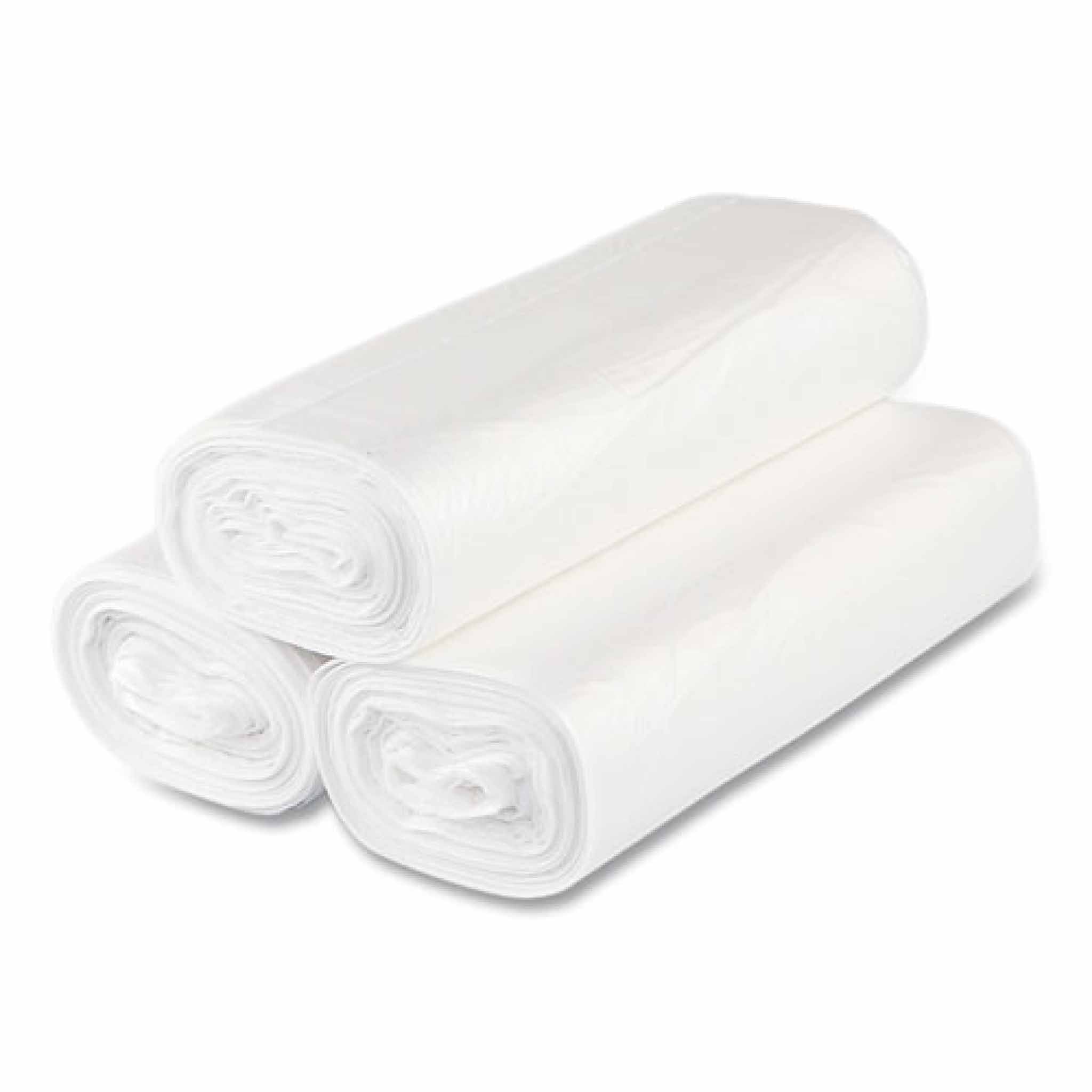 Interplast Group High-Density Commercial Can Liners, 33 gal, 16 mic, 33" x 40", Clear, Interleaved Roll, 25 Bags/Roll, 10 Rolls/Carton