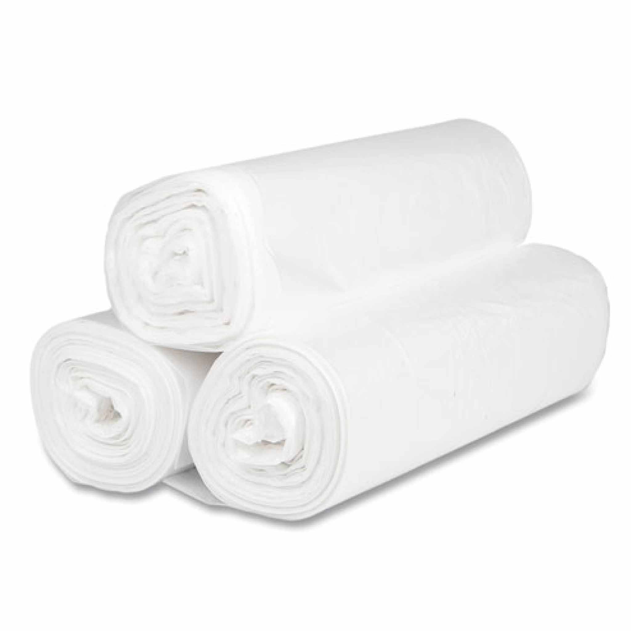 Interplast Group High-Density Commercial Can Liners, 45 gal, 16 mic, 40" x 48", Clear, Interleaved Roll, 25 Bags/Roll, 10 Rolls/Carton