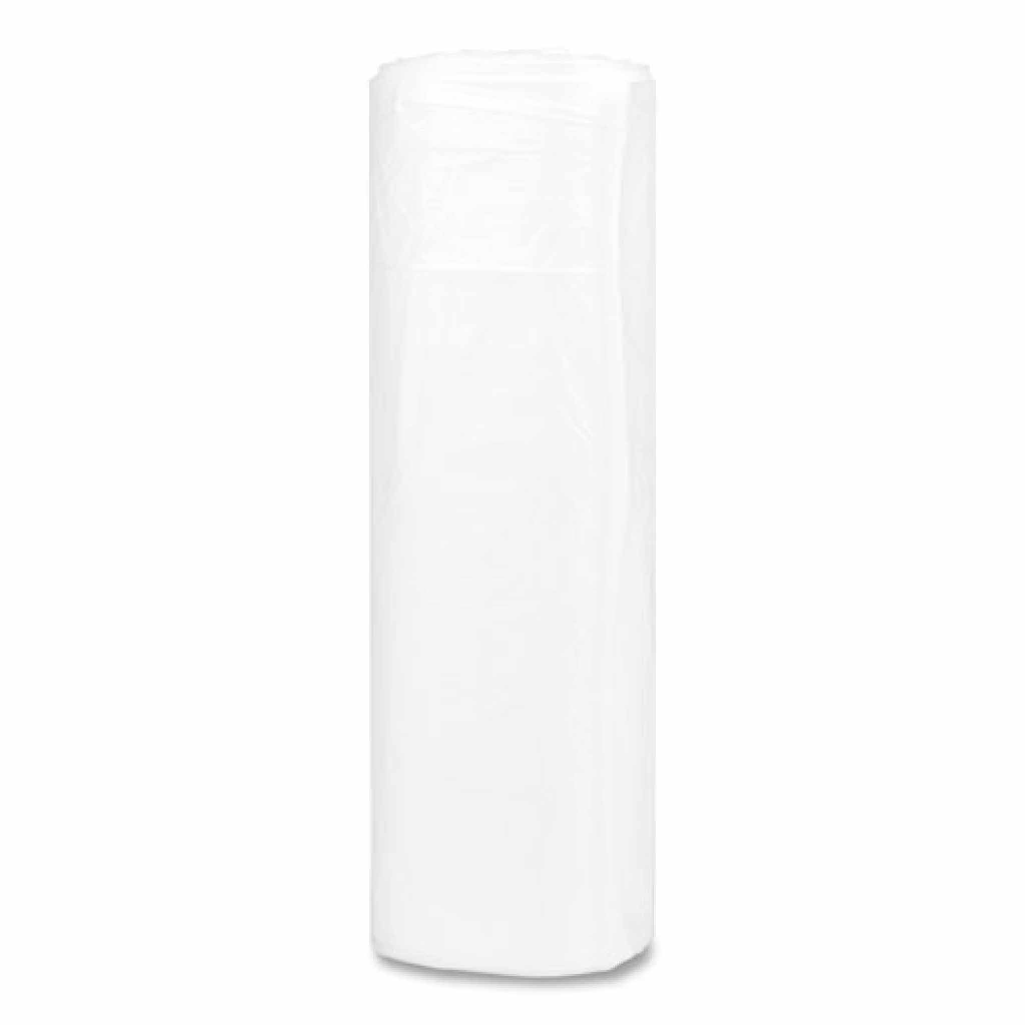 Interplast Group High-Density Commercial Can Liners, 45 gal, 16 mic, 40" x 48", Clear, Interleaved Roll, 25 Bags/Roll, 10 Rolls/Carton