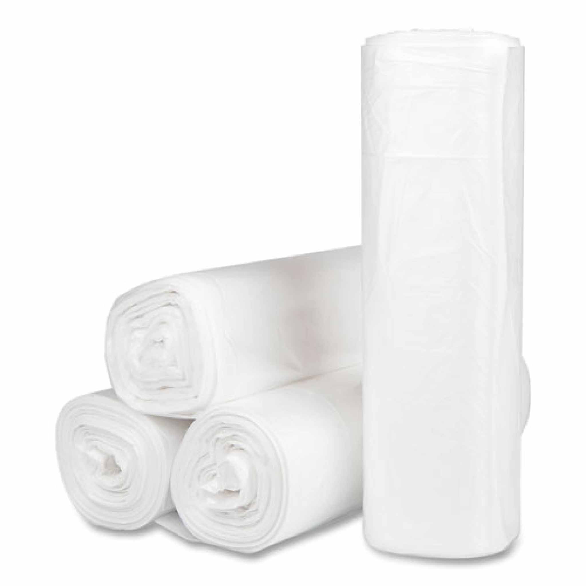 Interplast Group High-Density Commercial Can Liners, 45 gal, 16 mic, 40" x 48", Clear, Interleaved Roll, 25 Bags/Roll, 10 Rolls/Carton