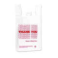 IBS IBSTHW2VAL HDPE T-Shirt Bags, "Thank You - Have a Nice Day" Labeling, Cut-Out Handles, 12" x 7" x 23", White/Red, 500/Carton