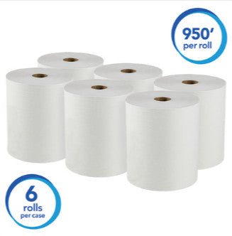 Scott KCC02000 Essential High Capacity Hard Roll Towels for Business, Absorbency Pockets, 1-Ply, 8" x 950 ft, 1.75" Core, White, 6 Rolls/Carton