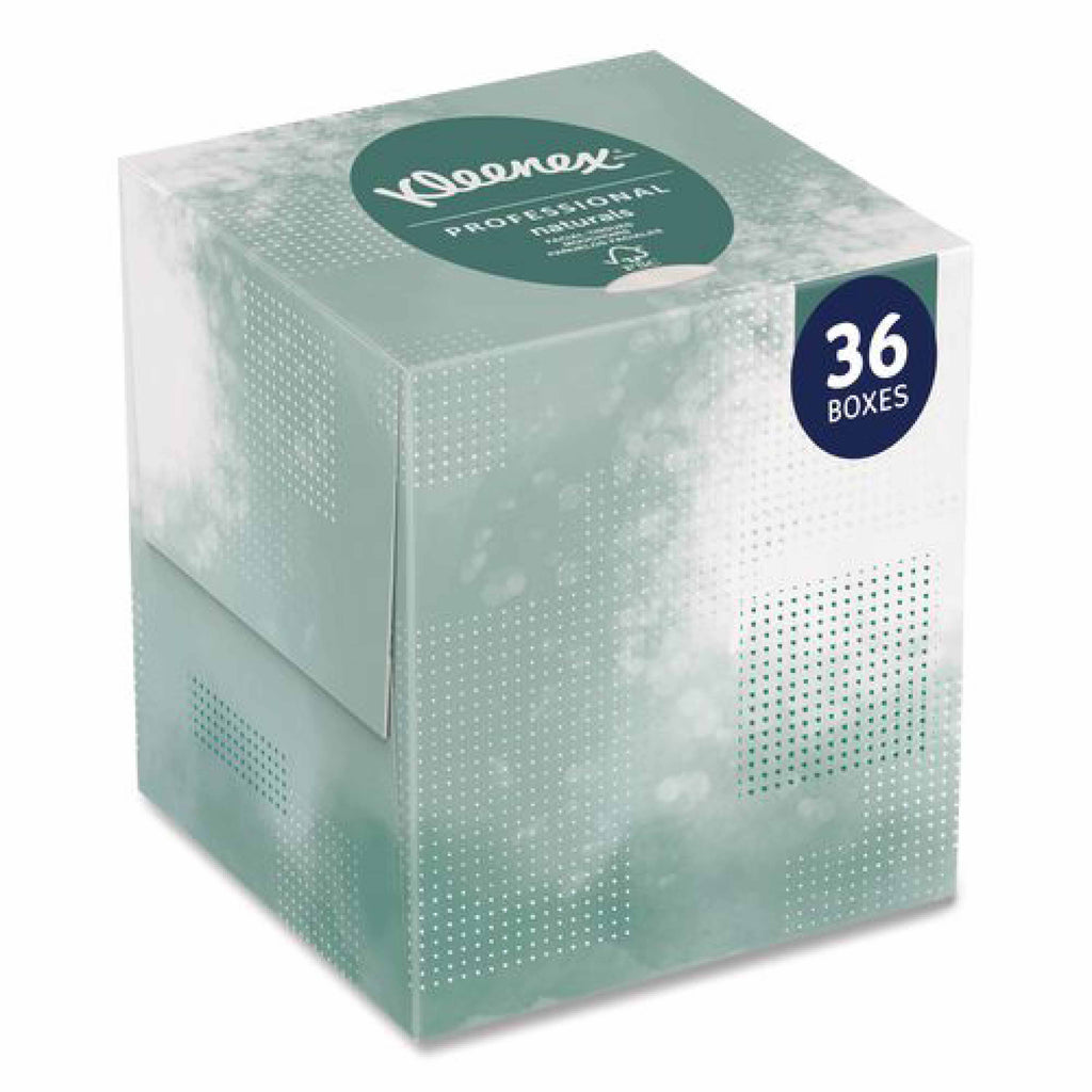 Kleenex Naturals Facial Tissue for Business, BOUTIQUE POP-UP Box, 2-Ply, White, 90 Sheets/Box, 36 Boxes/Carton