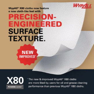 WypAll KCC41026 Power Clean X80 Heavy Duty Cloths, 1/4 Fold, 12.5" x 12", White, 50/Box, 4 Boxes/Carton