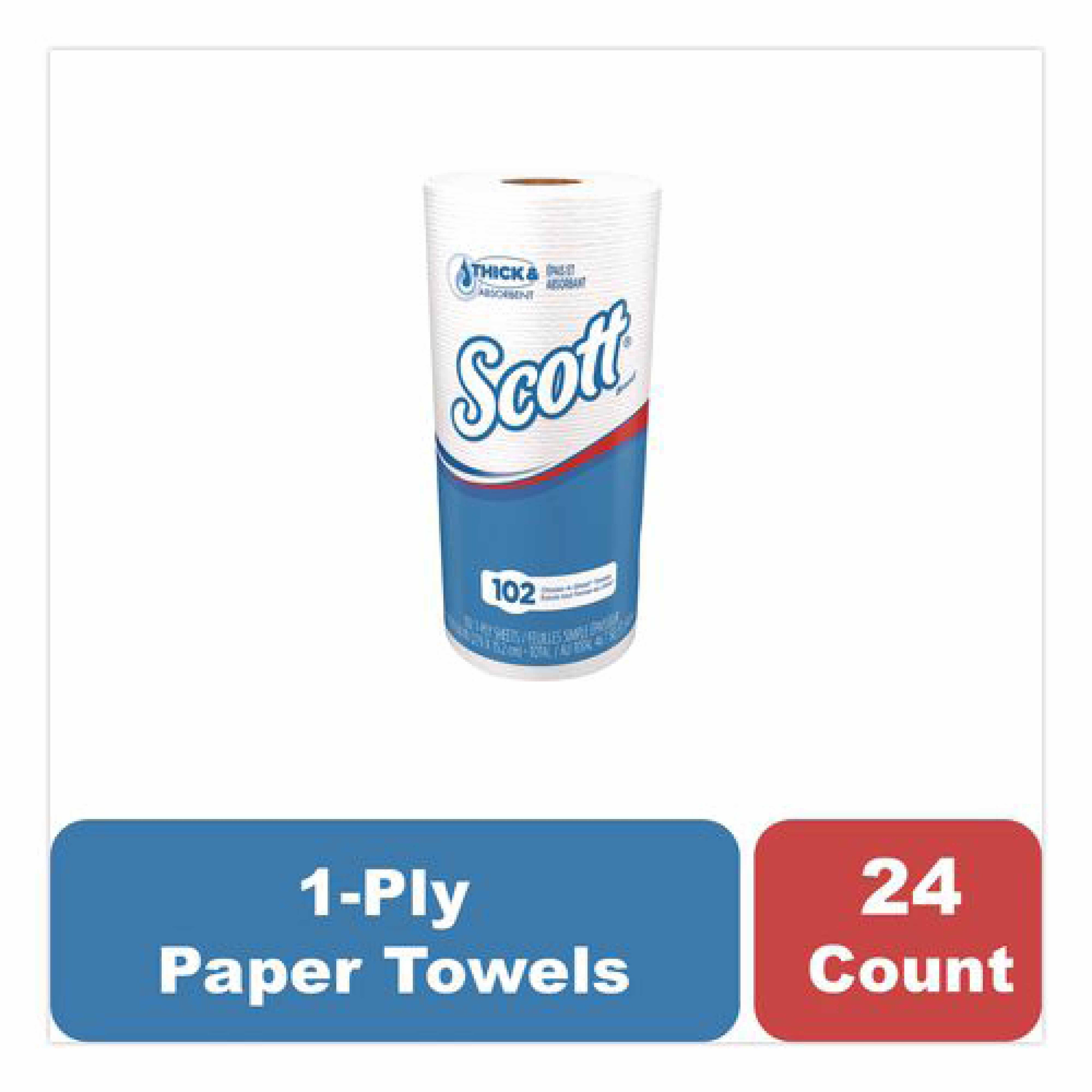 Scott Choose-A-Sheet Kitchen Roll Paper Towels, 1-Ply, 4.8 x 11, White, 102 Sheets/Roll, 24/Carton