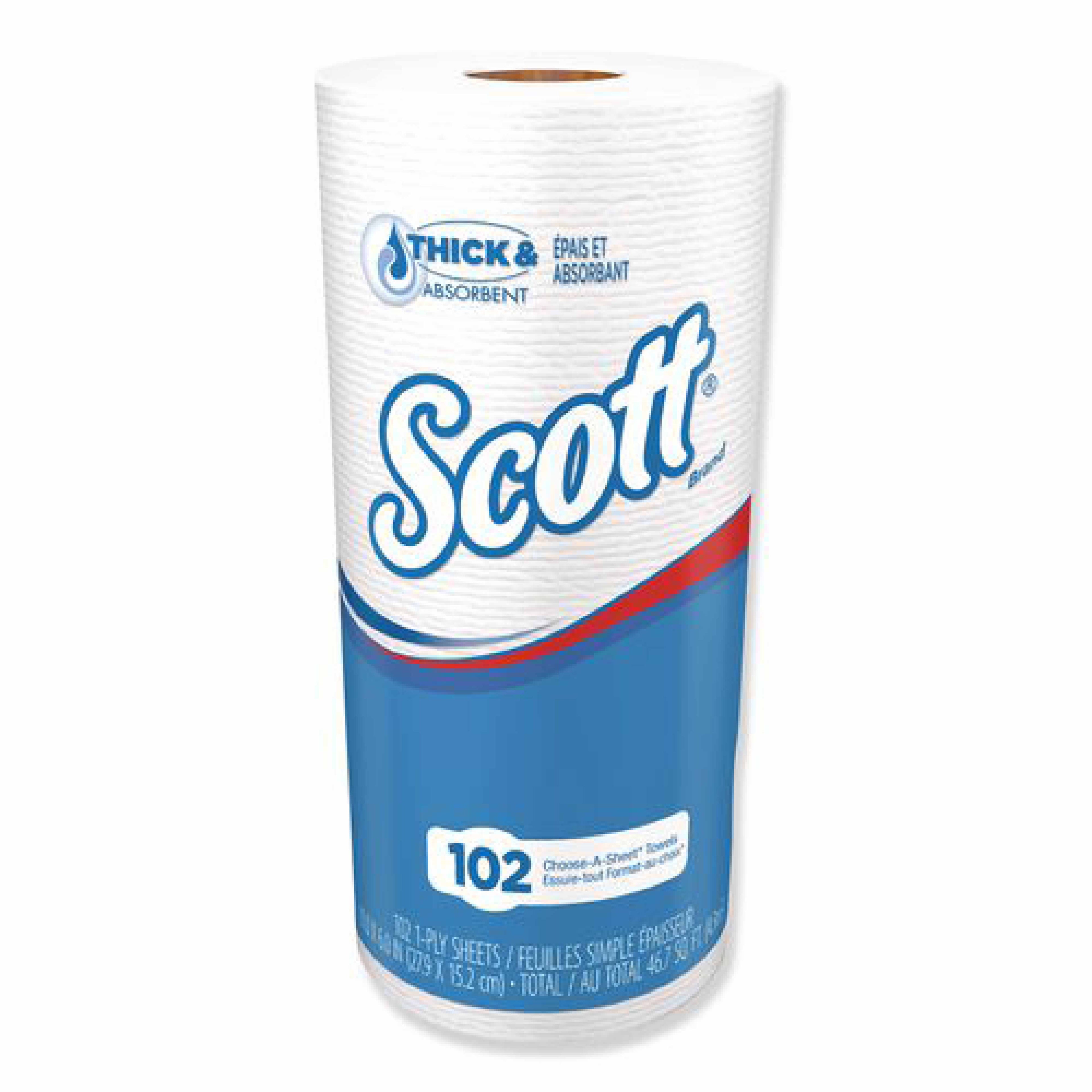 Scott Choose-A-Sheet Kitchen Roll Paper Towels, 1-Ply, 4.8 x 11, White, 102 Sheets/Roll, 24/Carton