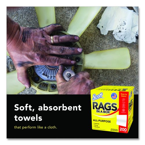 Scott Rags in a Box, POP-UP Box, 12 x 9, White, 200/Box