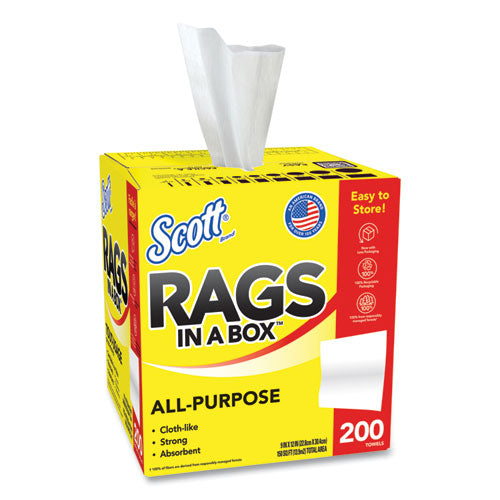 Scott Rags in a Box, POP-UP Box, 12 x 9, White, 200/Box