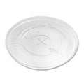 Karat KRTCKC107TS PET Flat Lid with Straw Slot, Fits 32 oz Cold Cups, Clear, 500/Carton