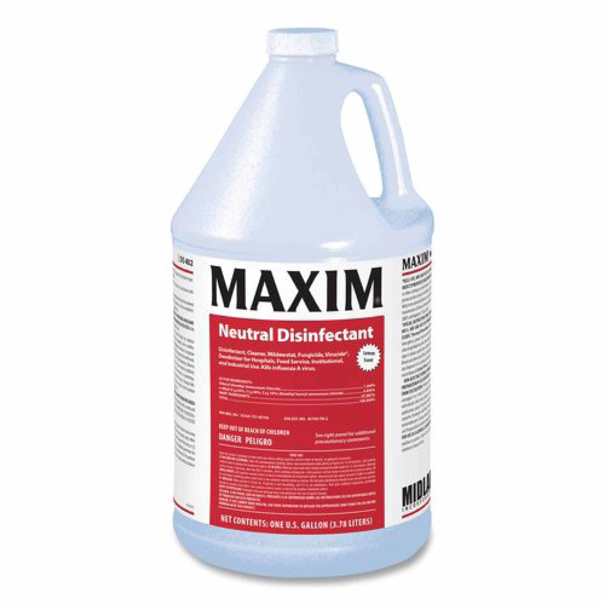Maxim Neutral Disinfectant, Lemon Scent, 1 gal Bottle, 4/Carton