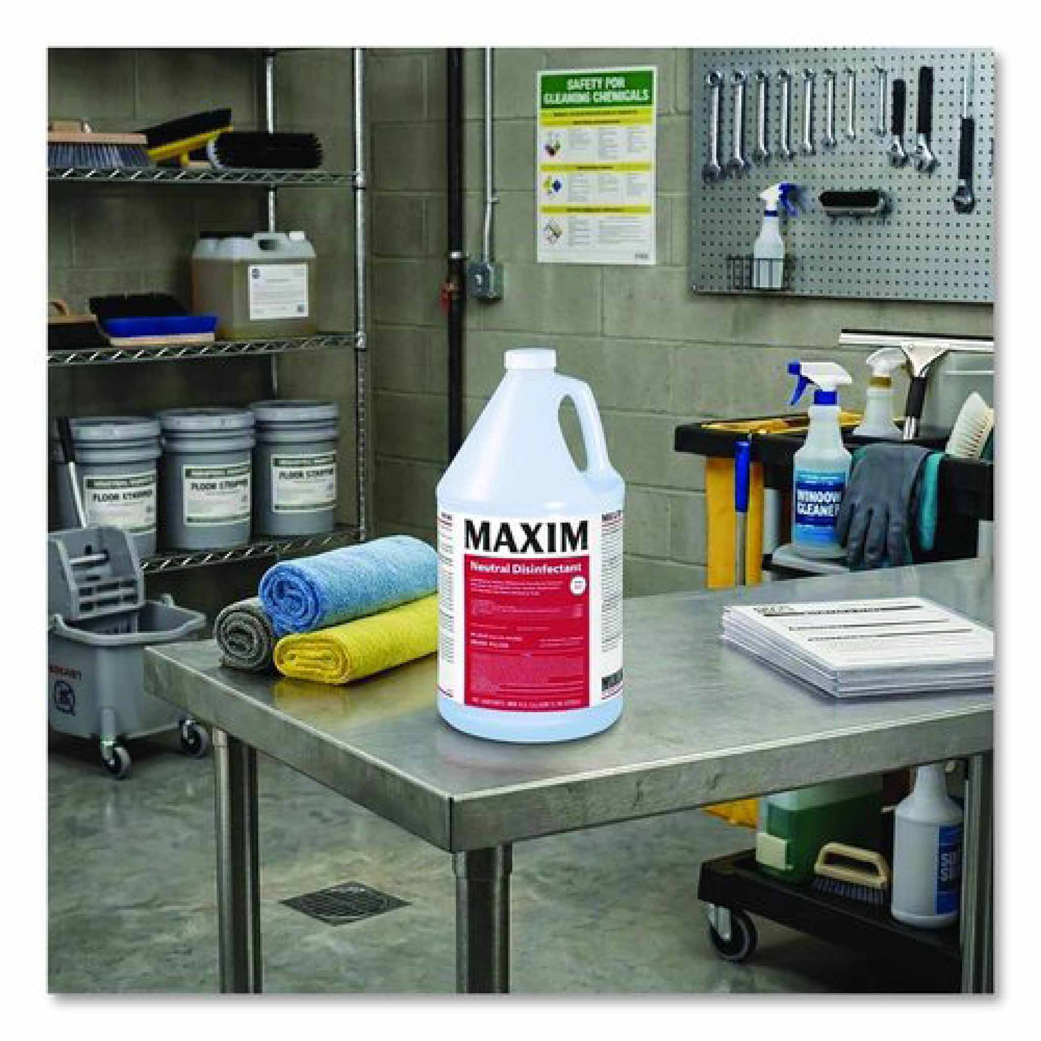 Maxim Neutral Disinfectant, Lemon Scent, 1 gal Bottle, 4/Carton