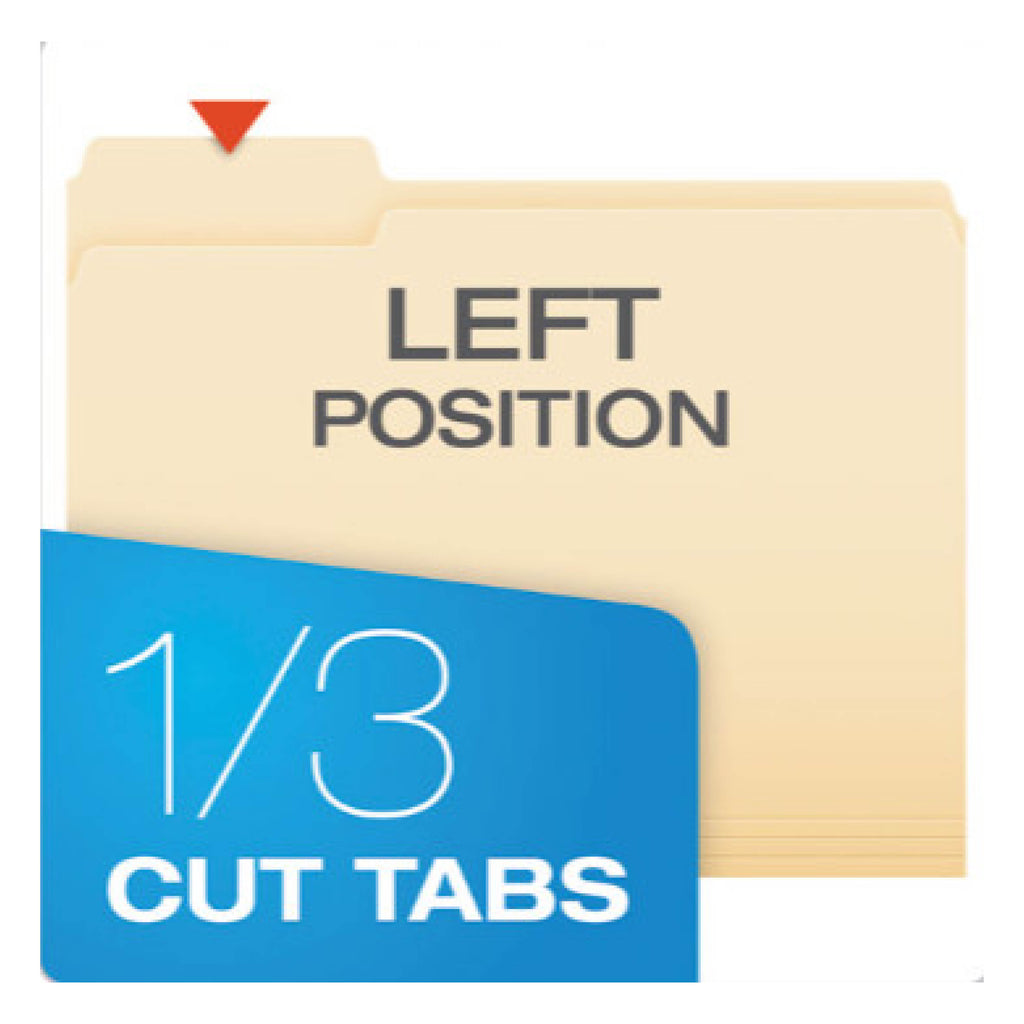 Pendaflex PFX75213 Manilla File Folders, 1/3 Cut Tabs: Assorted, Letter Size, 0.75" Expansion, Manilla, 100/Box