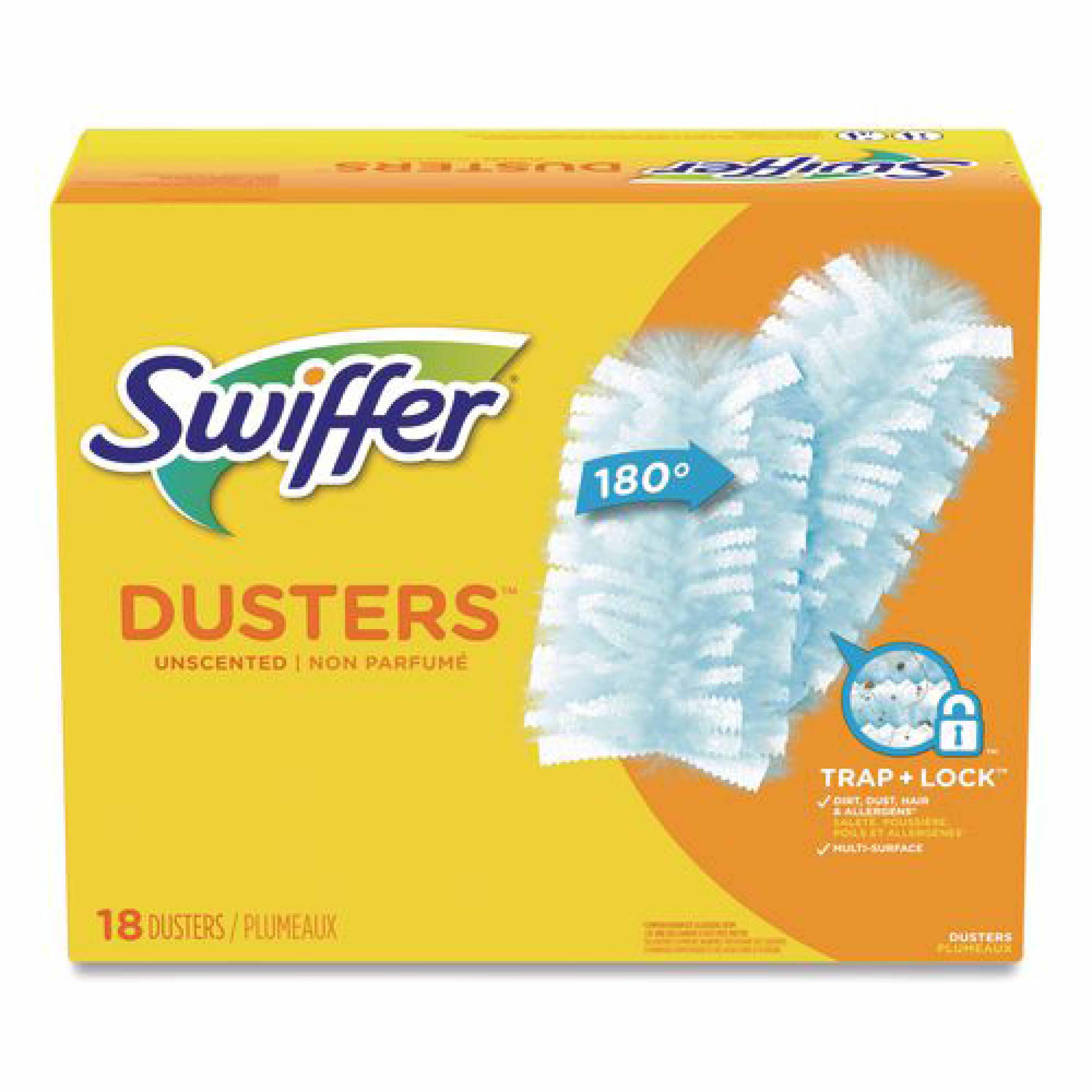 Swiffer Dusters Refill, Dust Lock Fiber, 2" x 6", Light Blue, 18/Box, 4 Boxes/Carton