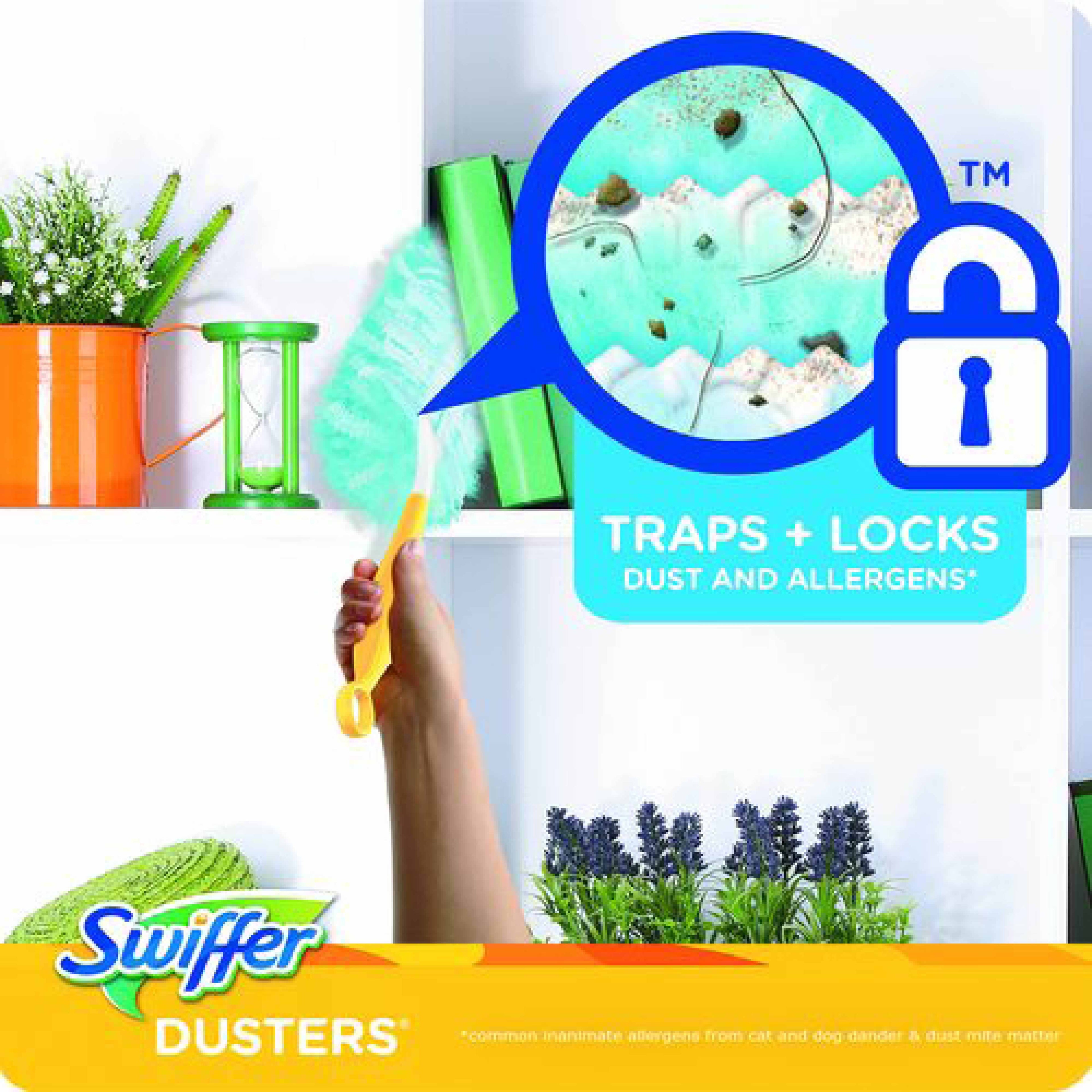 Swiffer Dusters Refill, Dust Lock Fiber, 2" x 6", Light Blue, 18/Box, 4 Boxes/Carton