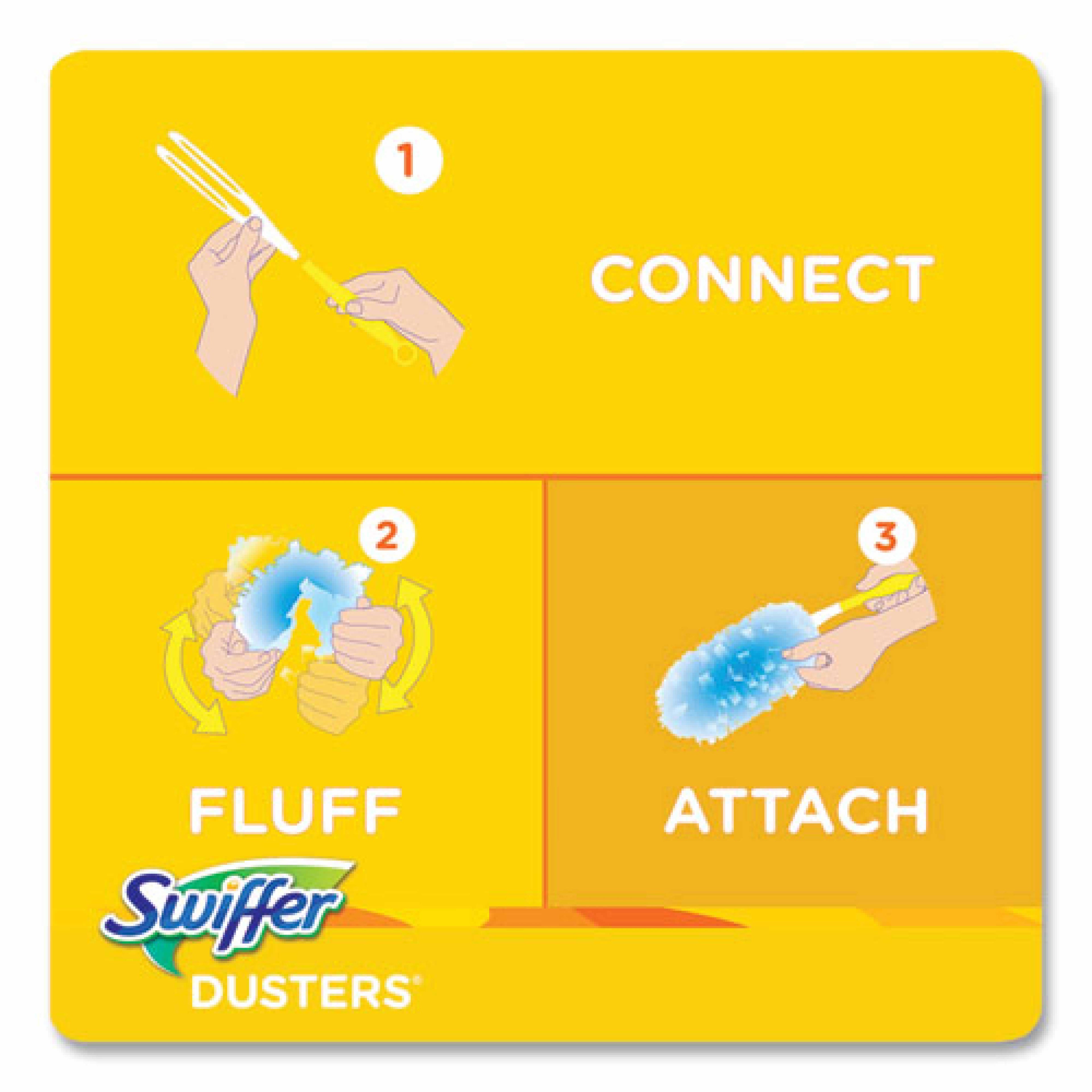Swiffer Dusters Refill, Dust Lock Fiber, 2" x 6", Light Blue, 18/Box, 4 Boxes/Carton