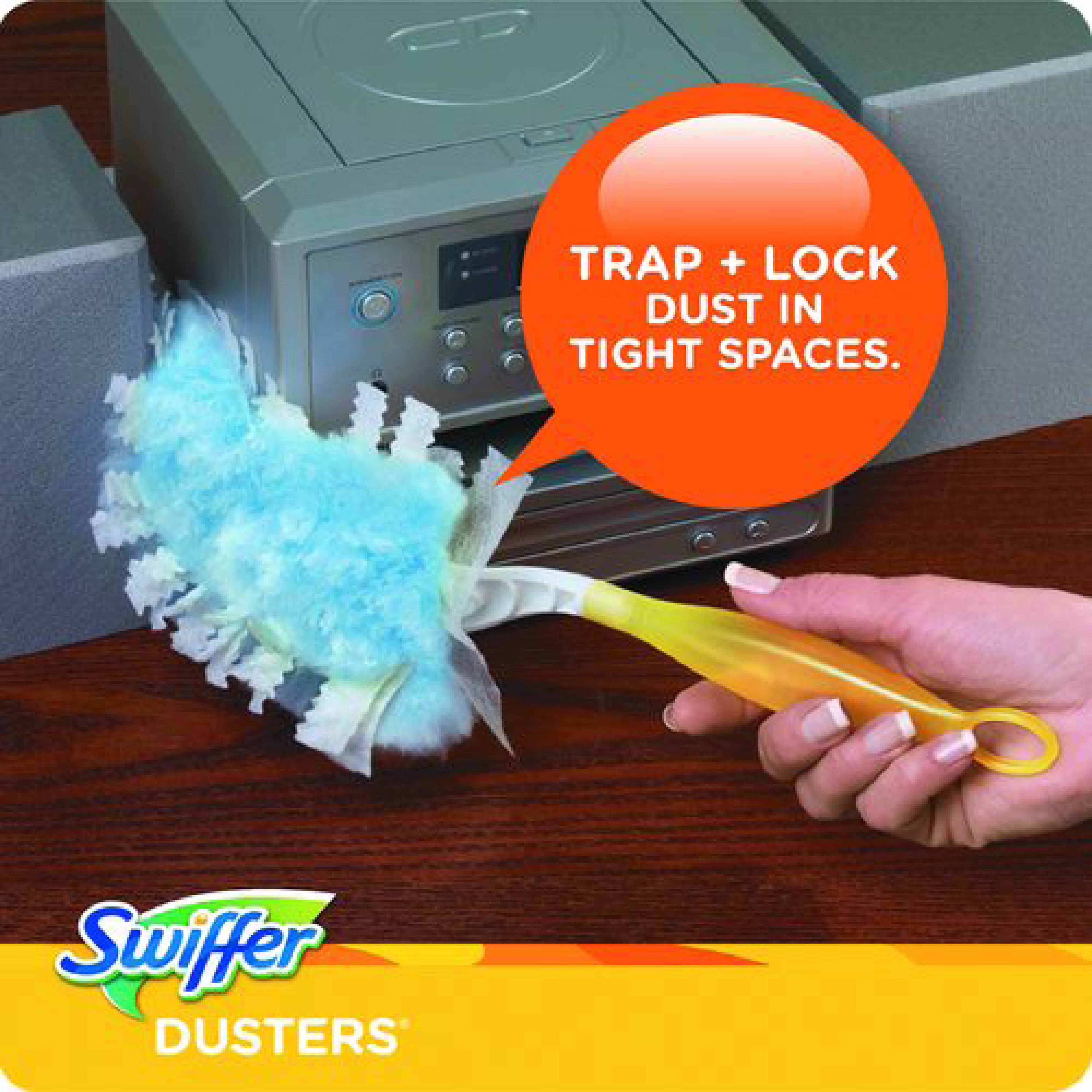 Swiffer Dusters Refill, Dust Lock Fiber, 2" x 6", Light Blue, 18/Box, 4 Boxes/Carton