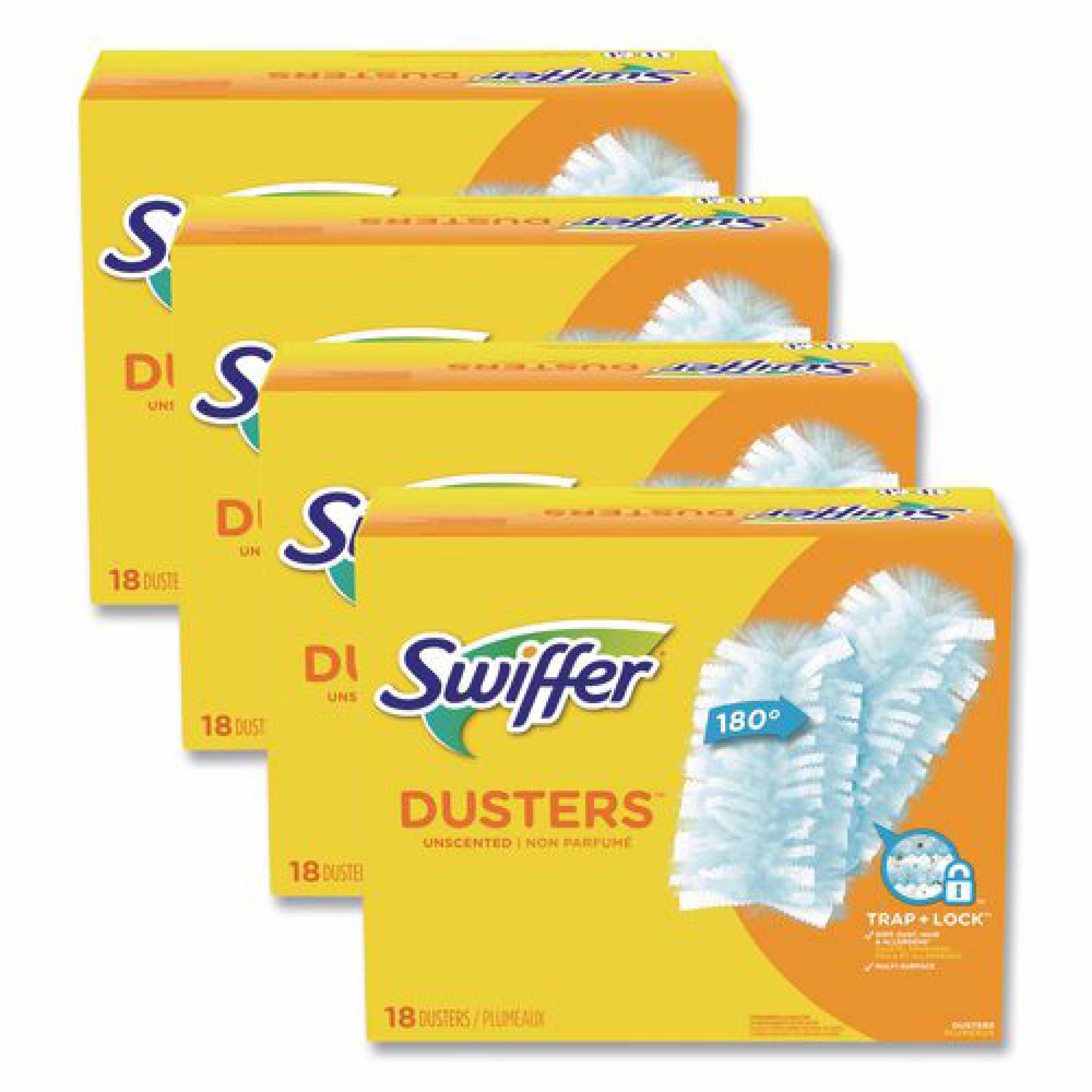 Swiffer Dusters Refill, Dust Lock Fiber, 2" x 6", Light Blue, 18/Box, 4 Boxes/Carton