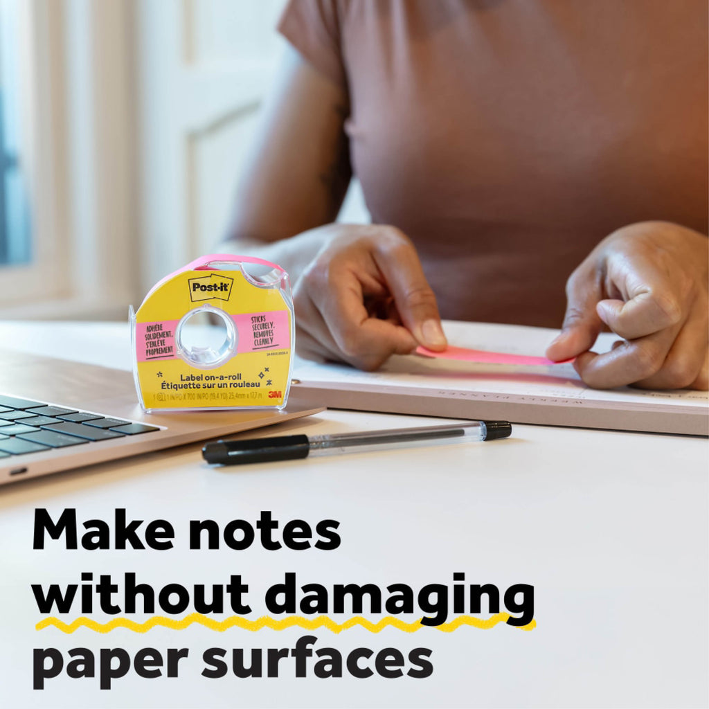 Post-it Labeling and Cover-Up Tape, Non-Refillable, 1" x 19.44 yd, White Tape, Clear Dispenser