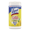 Lysol Disinfecting Wipes, 1 Ply, 7 x 7.25, Lemon and Lime Blossom, White, 80 Wipes/Canister, 6 Canisters/Carton