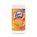 Lysol RAC97181 Disinfecting Wipes, 1-Ply, 7" x 7.25", Mango and Hibiscus, White, 80 Wipes/Canister, 6 Canisters/Carton