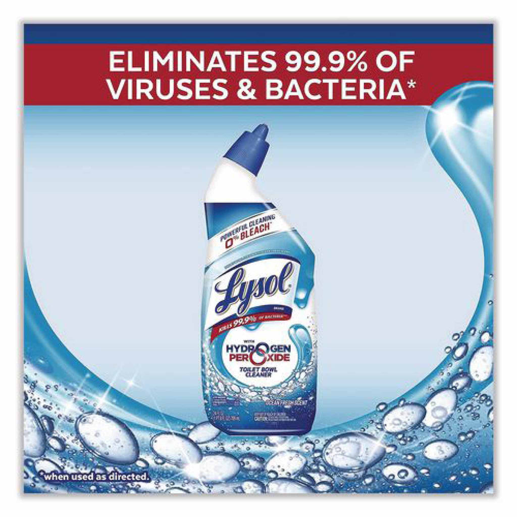 Lysol Toilet Bowl Cleaner with Oxi Action, Ocean Fresh Scent, 24 oz Angle-Neck Bottle, 9/Carton
