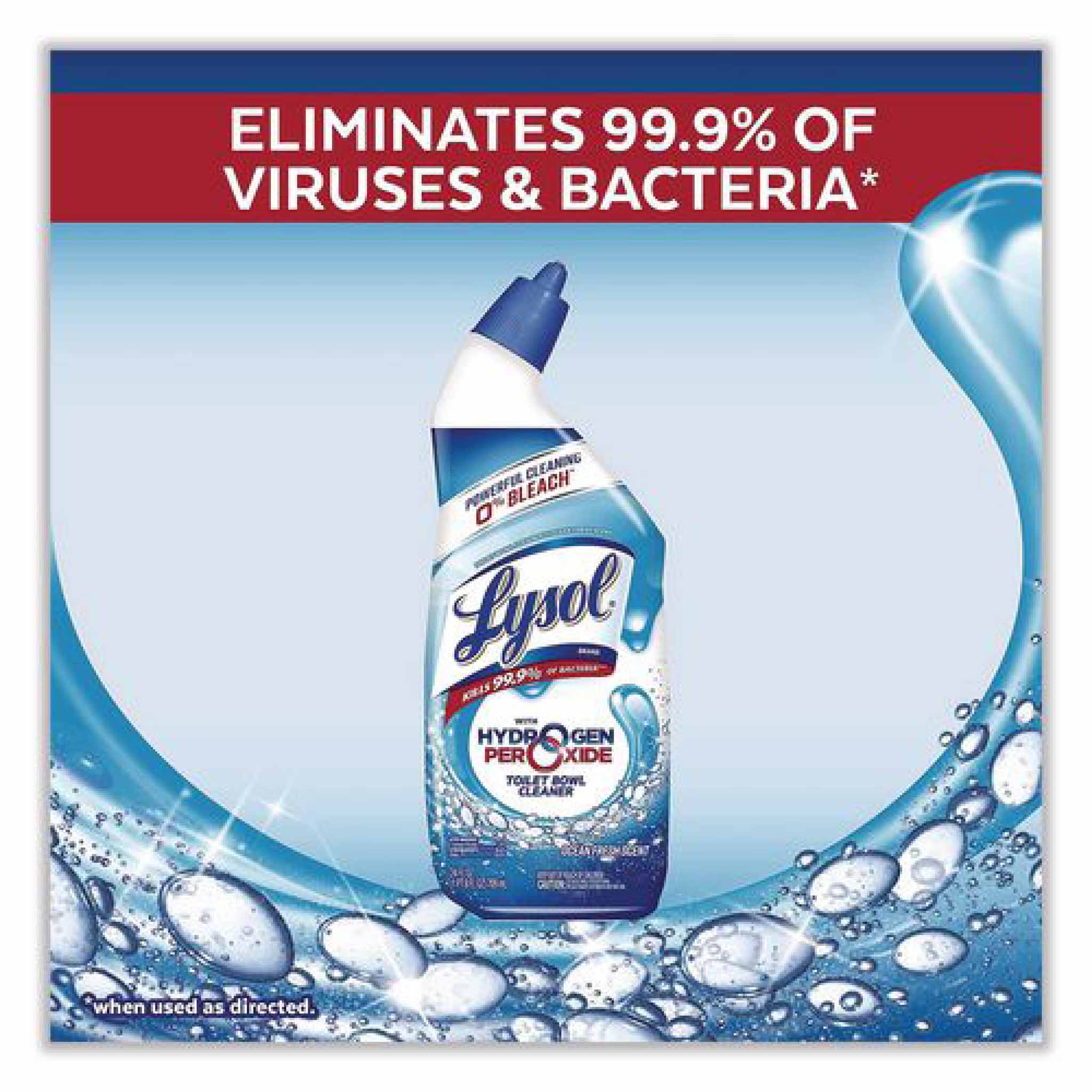 Lysol Toilet Bowl Cleaner with Oxi Action, Ocean Fresh Scent, 24 oz Angle-Neck Bottle, 9/Carton