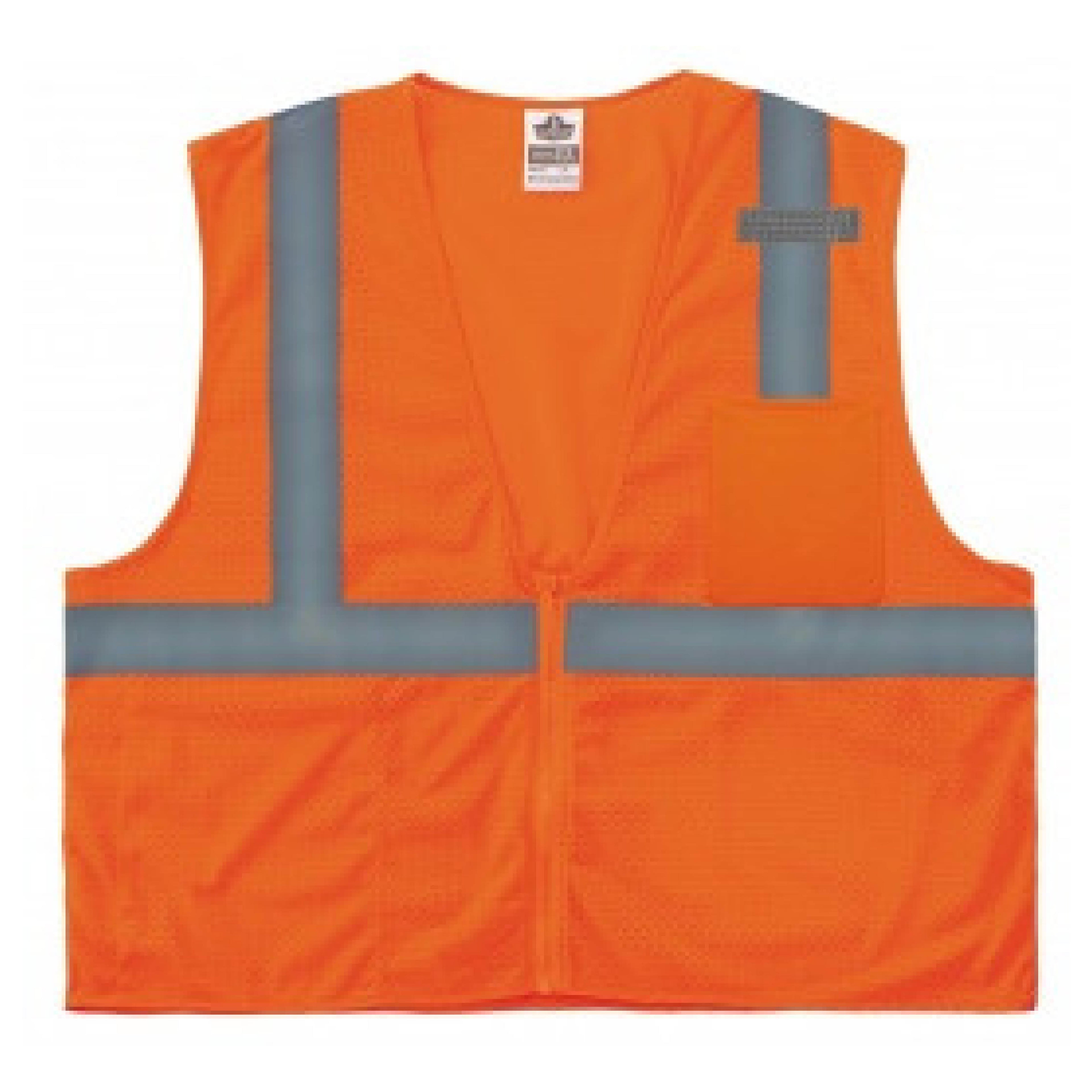 Ergodyne GloWear 8210Z 21043 Class 2 Hi-Viz Orange Safety Vest with Zipper, Small/Medium